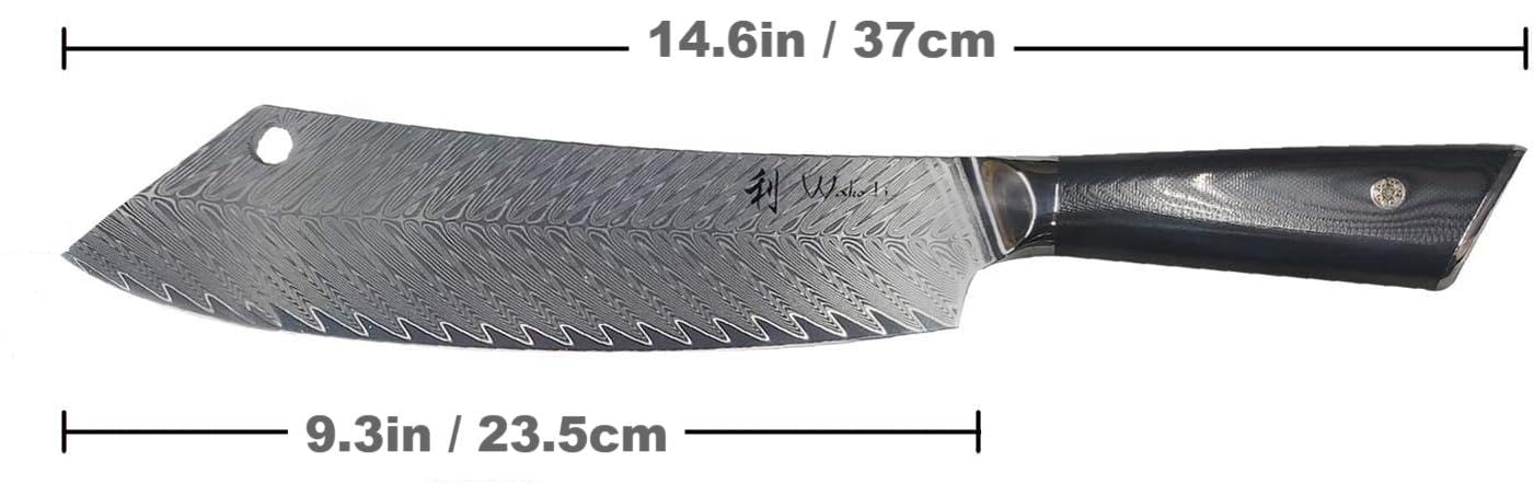 **Wakoli Damascus Chef Knife 9.3-inch - Ultra Sharp 67-Layer Genuine Damascus Steel Kitchen Knife with G10 Handle, Feza Series - Perfect for Slicing, Dicing & Professional Cooking**