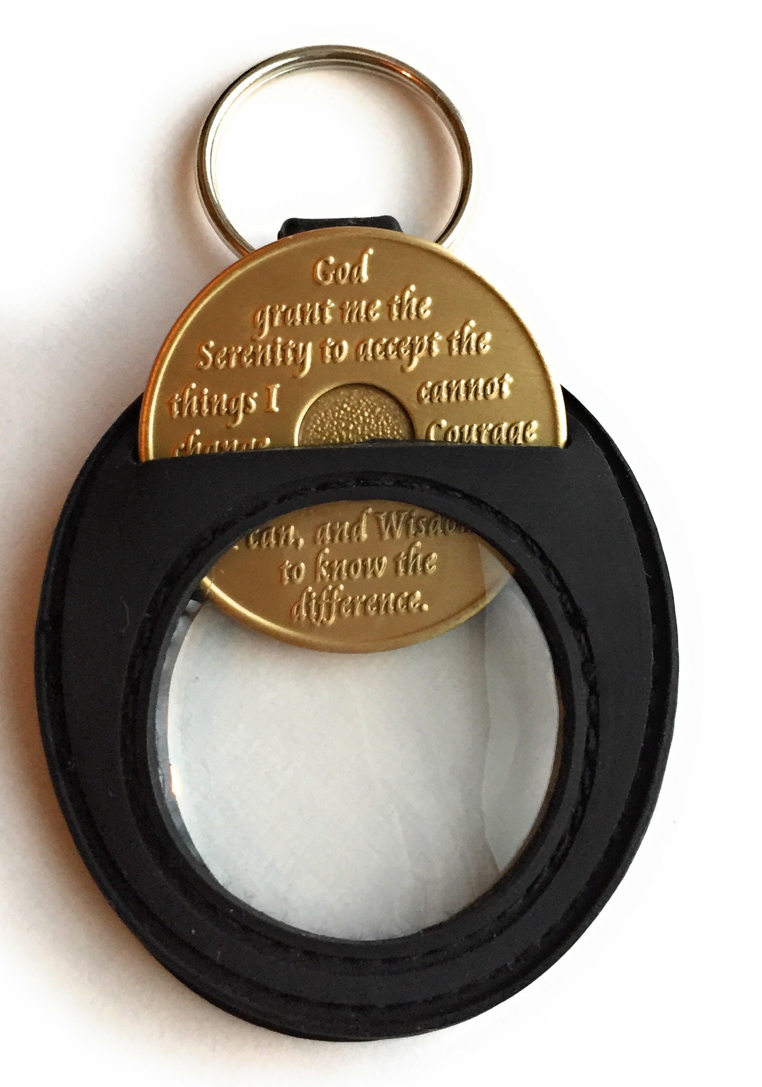 Universal AA Medallion or Coin Holder Keychain - Soft Silicone Key Ring for Recovery Chips, Tokens & Collectibles (Black) - Perfect for 12-Step Programs, Sobriety Gifts & Everyday Carry