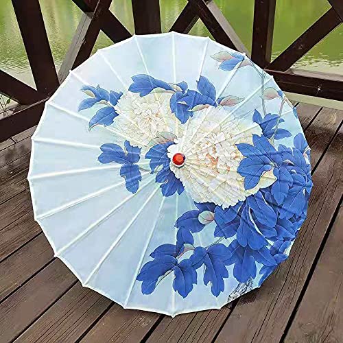 Chinese Style Oil Paper Umbrella - Handmade Bamboo & Floral Painted Rainproof Parasol for Cosplay, Hanfu Costume, Wedding, Photo Shoot & Outdoor Events