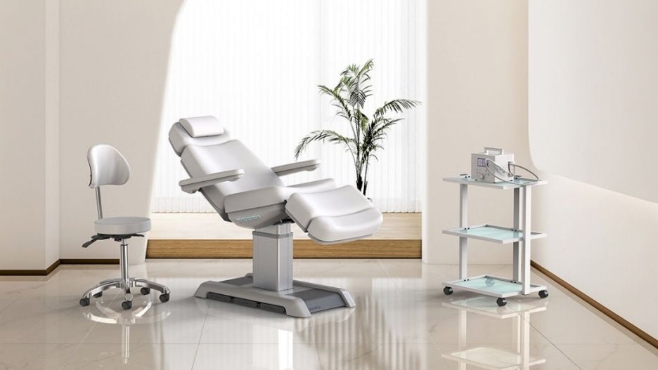 Premium Silverfox 4-Motor Electric Facial Chair with Adjustable Bed 2218BN - Professional Spa & Beauty Salon Massage Equipment for Relaxation & Skin Care Treatments