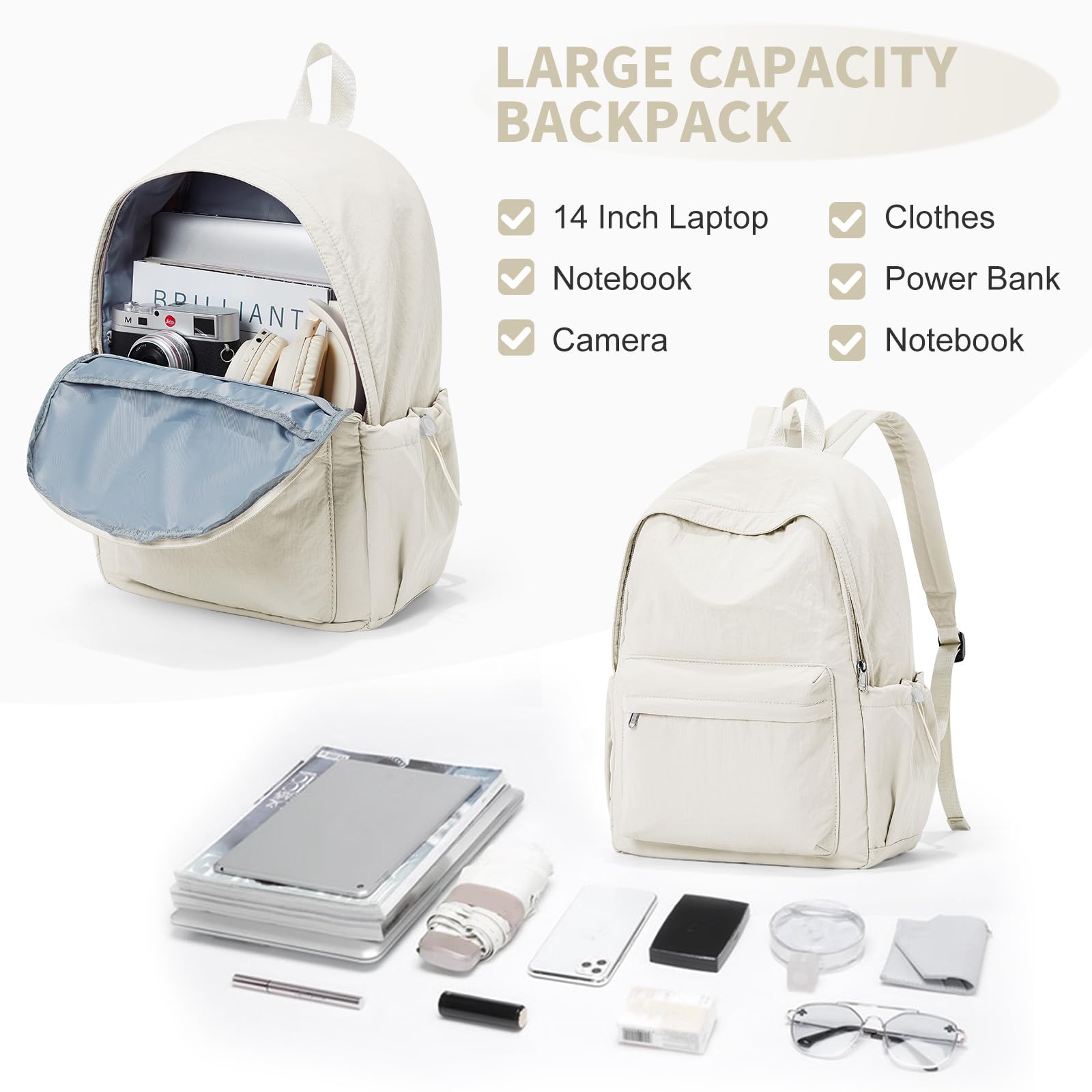 WEPOET Waterproof Backpack for Women & Men - Lightweight College, Travel & Gym Laptop Backpack - Perfect for School, Workouts & Daily Commute