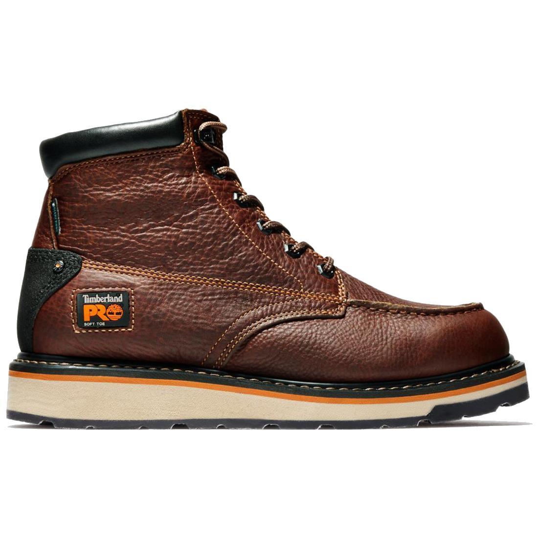 Gridworks 6 Inch Soft Toe Waterproof Work Boots for Men - Brown Leather Safety Shoes for Construction, Hiking & Outdoor Activities