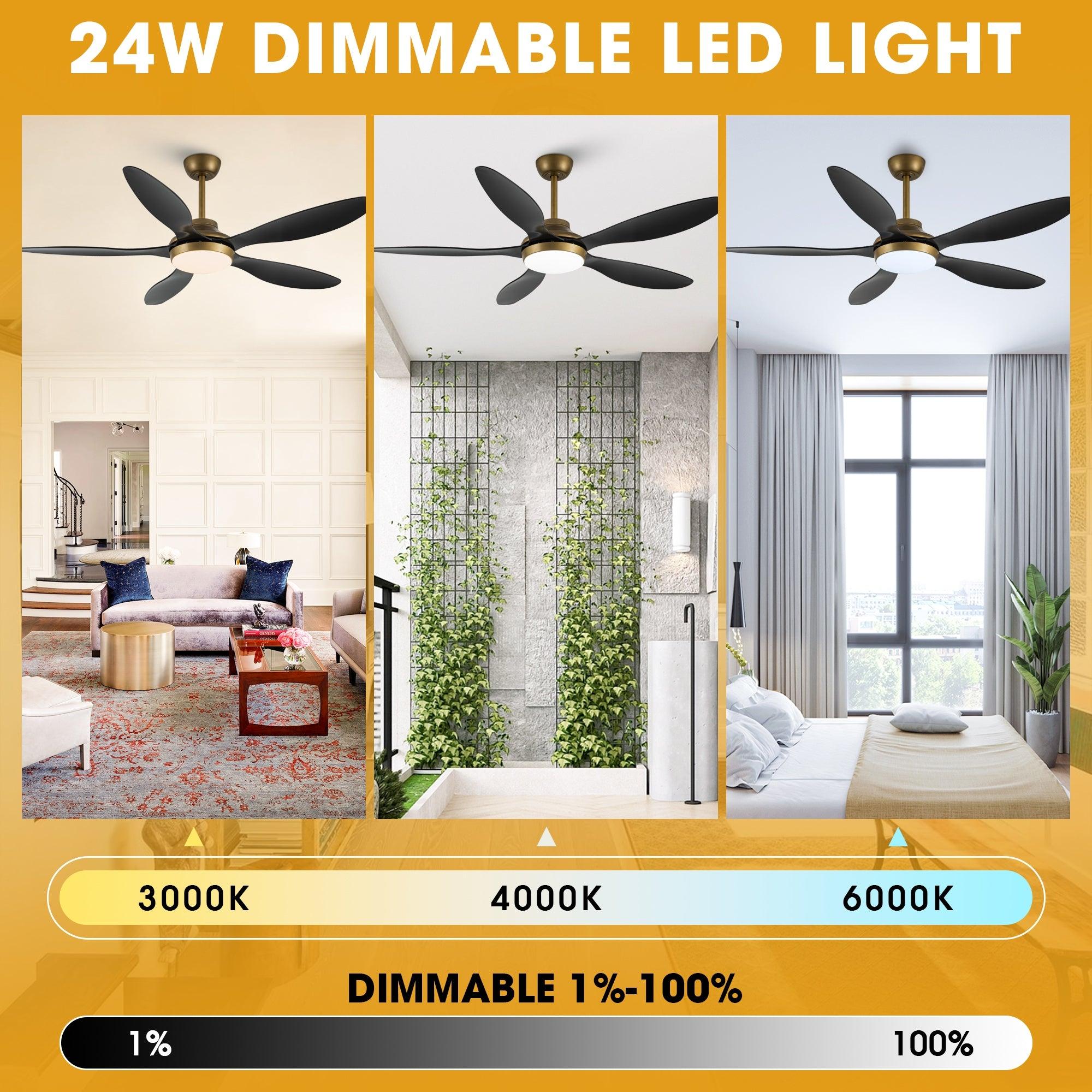 52 Inch Punjab Smart Ceiling Fan with LED Light - Energy Efficient, Remote Control, Quiet Operation for Bedroom, Living Room, and Office