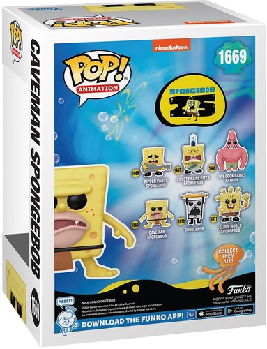 Funko Pop! SpongeBob SquarePants Caveman SpongeBob Vinyl Figure #1669 - 25th Anniversary Collectible - Perfect for Display, Gifts & SpongeBob Fans