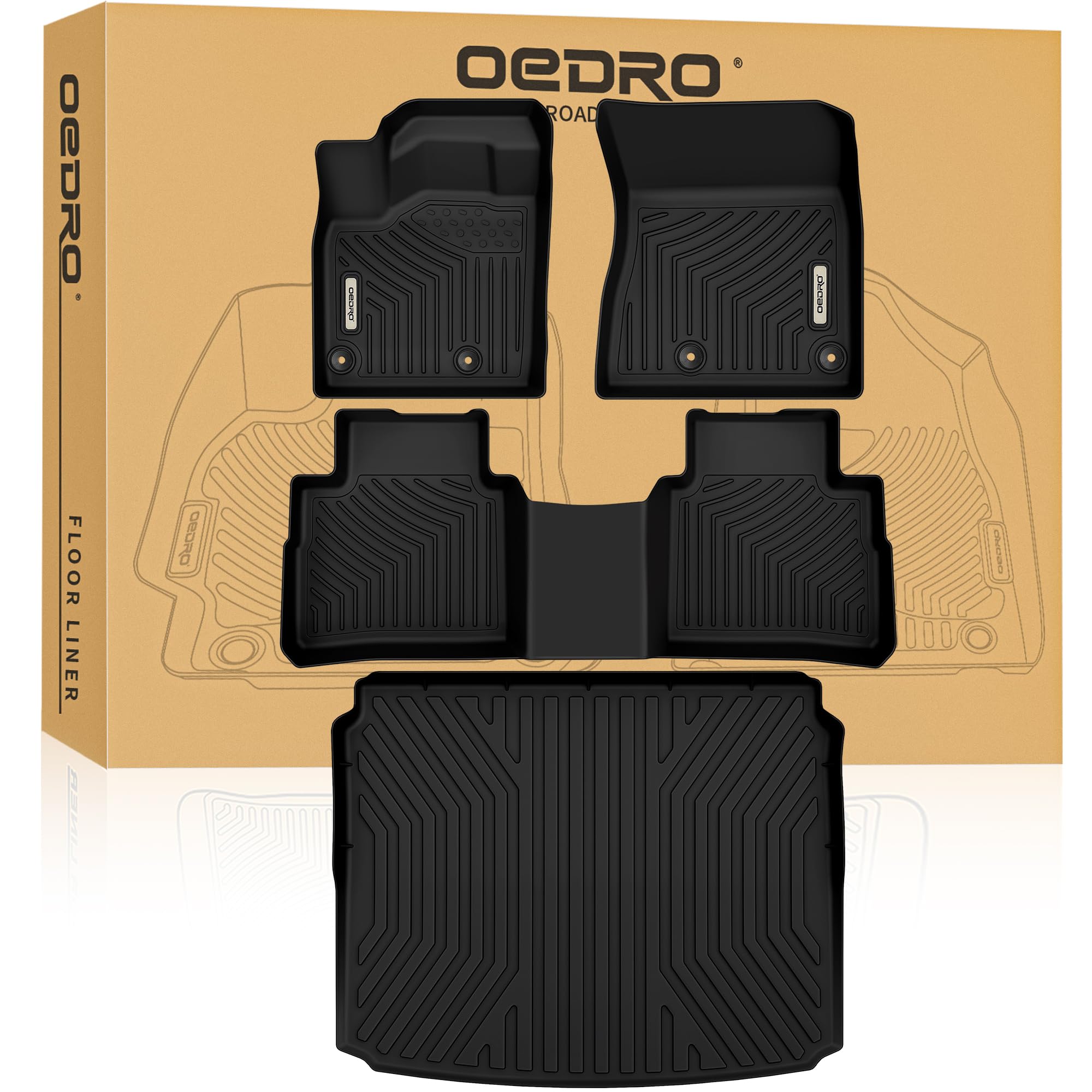 OEDRO Custom Fit All Weather Floor Mats Set for Nissan Rogue 2021-2025 (Excluding Sport & Select Models) - Black Heavy Duty Trunk Liners & Car Mats - Perfect for AWD Models - Ideal for Road Trips, Daily Commutes & All-Season Protection