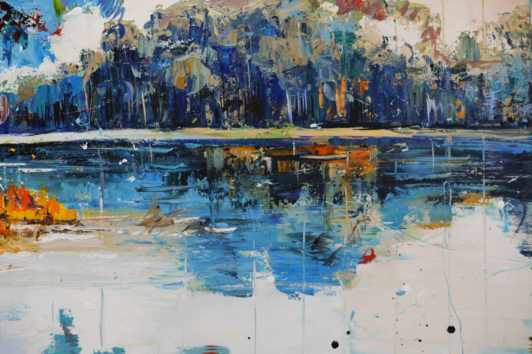 120cm x 120cm Framed Landscape Textured Abstract Realism Painting - Modern Wall Art for Living Room, Bedroom & Office Decor