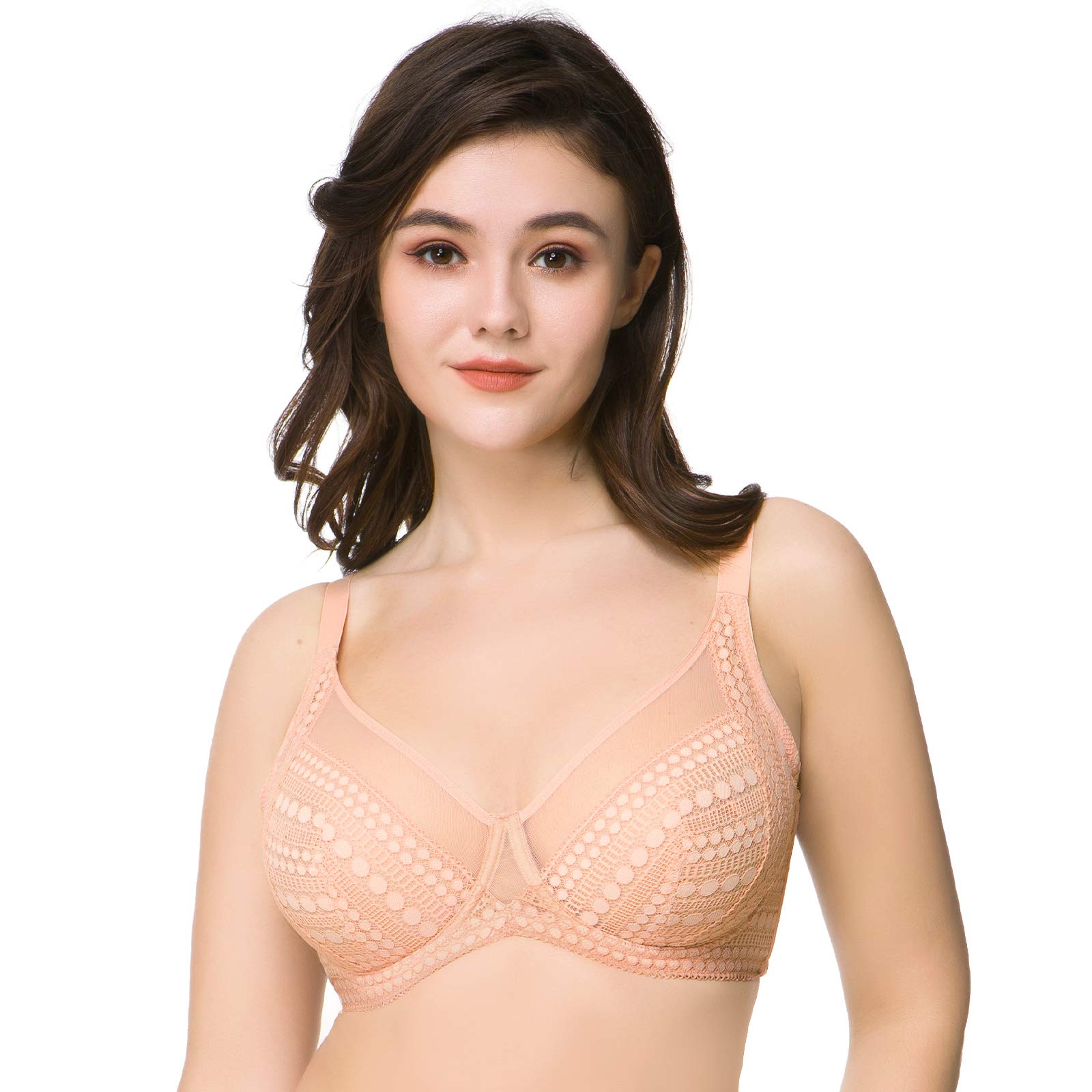HSIA Women's Lace Minimizer Bra - Full Coverage Unlined Underwire Plunge Bra for Daily Comfort & Support | Perfect for Work, Date Night & Special Occasions