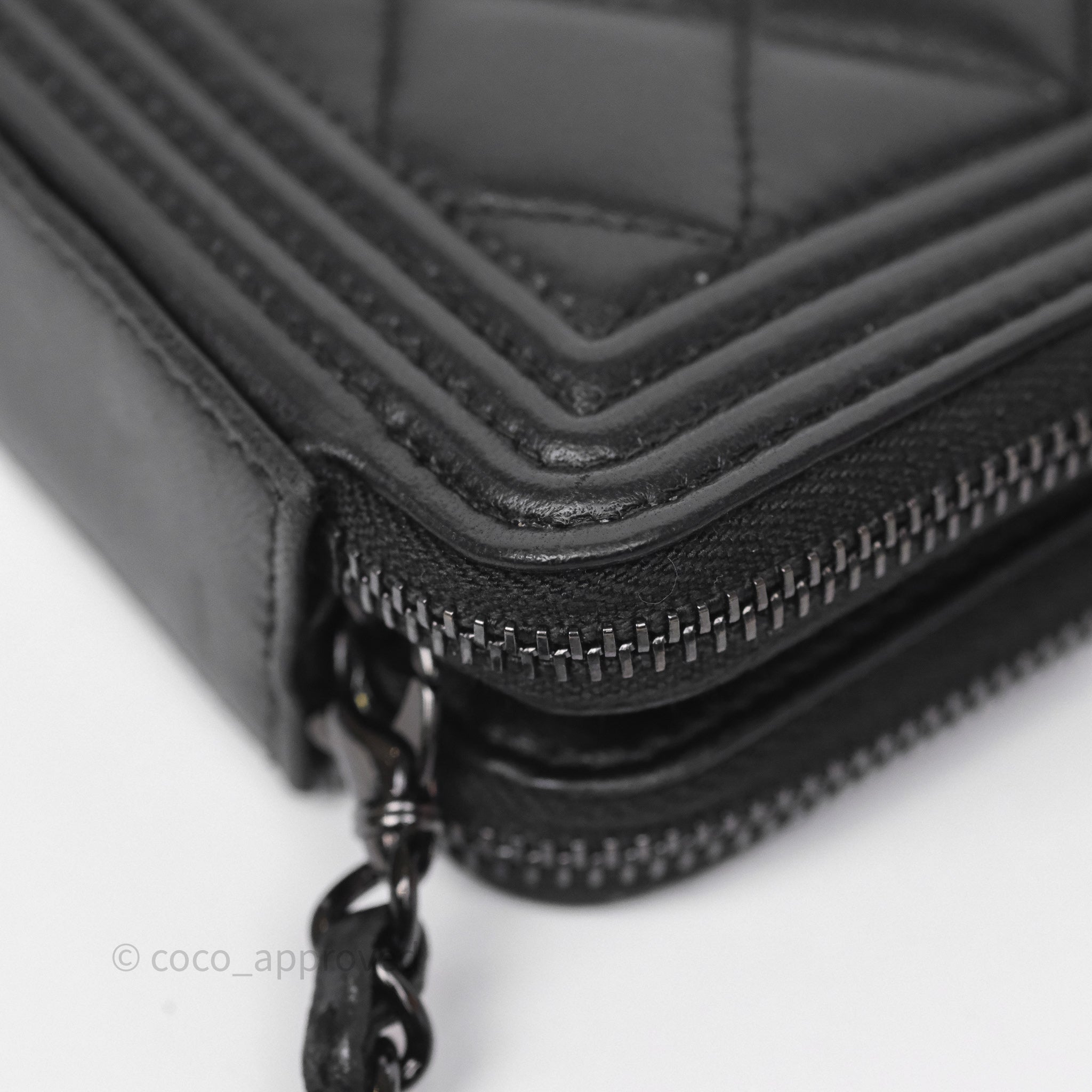 Chanel Boy Double Zip Clutch On Chain So Black Lambskin Leather Crossbody Bag - Perfect for Evening Parties, Date Nights & Luxury Fashion Accessories