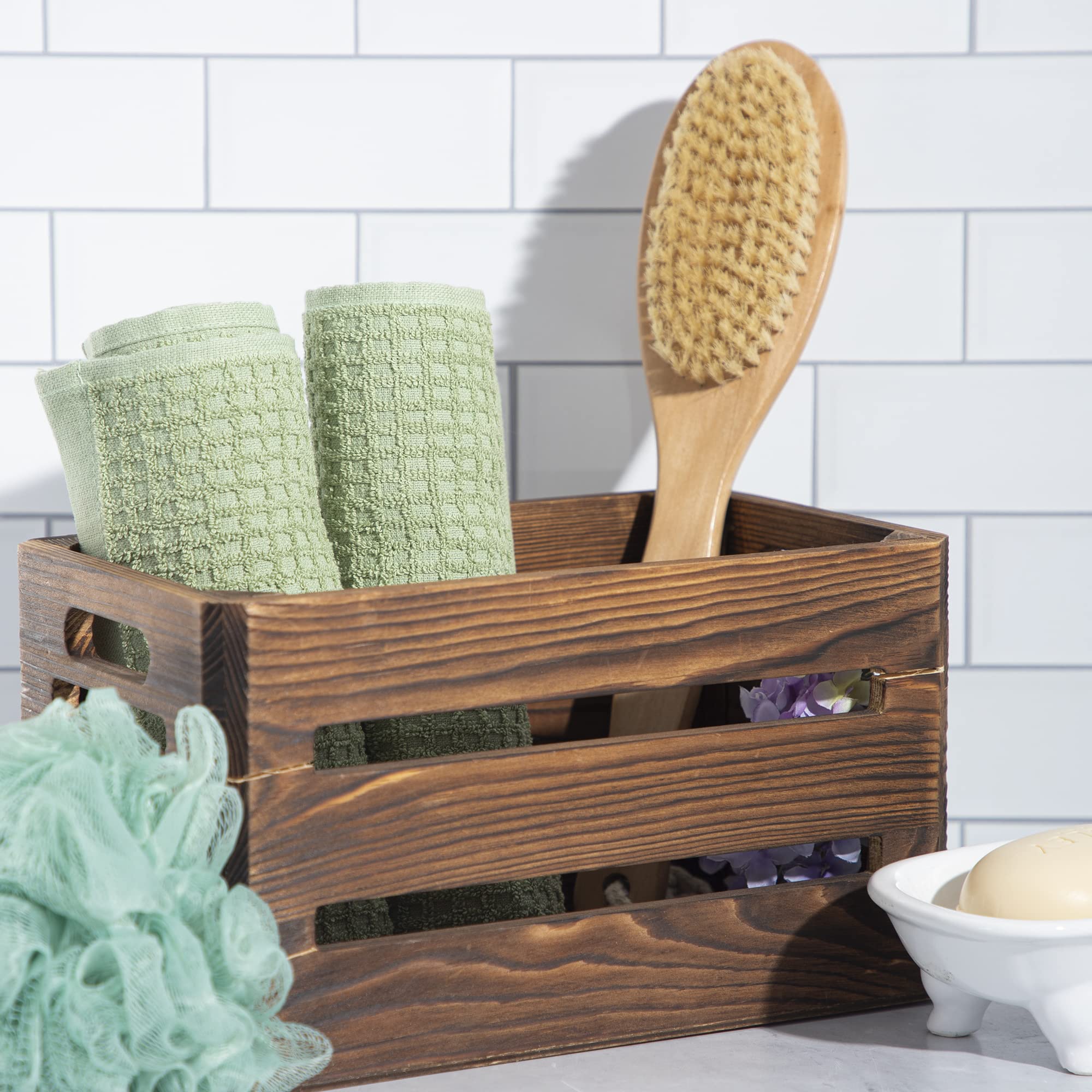 Rae Dunn 2-Pack 100% Cotton Embroidered Hand Towels for Kitchen & Bathroom - Sage Green Decorative Dish Towels | Perfect for Drying Dishes, Bathroom Decor & Farmhouse Style Homes
