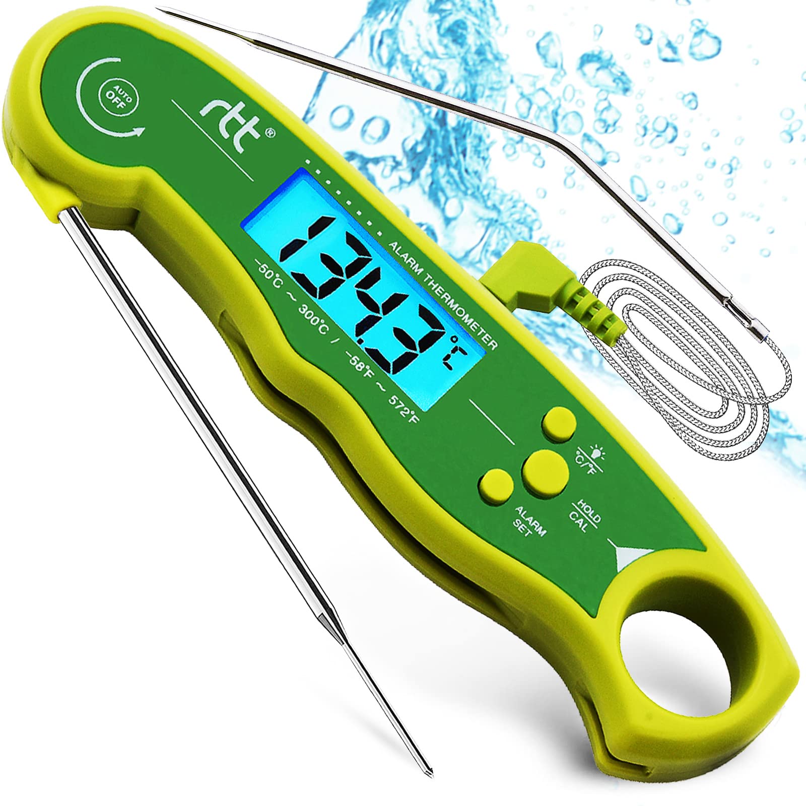 **Digital Meat Thermometer with Dual Probe - Instant Read, Oven Safe, Waterproof for Grilling, Smoking, BBQ - Backlit Display, Built-in Magnet & Temperature Alarm - Perfect for Steak, Turkey, and Baking**