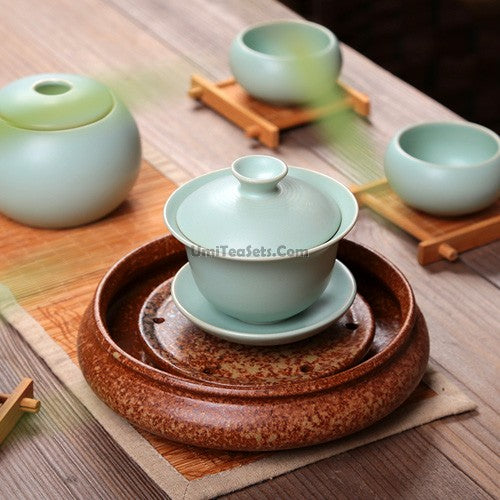 Authentic Chinese Ru Kiln Gaiwan - Handmade Ceramic Teacup with Lid & Saucer for Gongfu Tea Brewing | Perfect for Tea Ceremonies, Home Use & Gifts