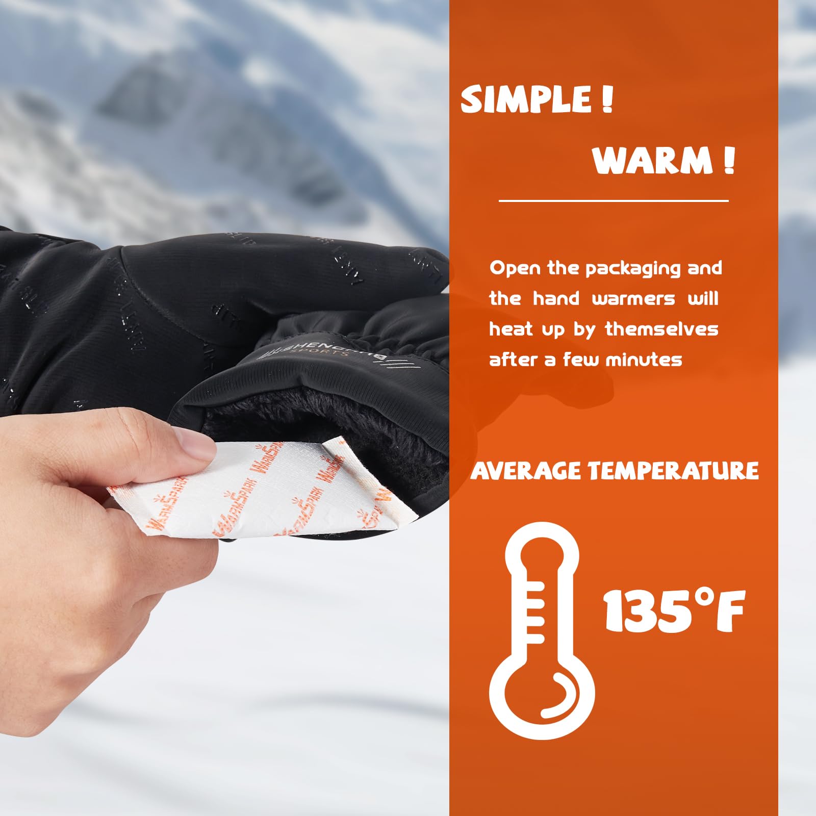 Disposable Hand Warmers - Air Activated Heat Packs for Hands, Toes & Body (12 Hours Long Lasting Warmth) - Perfect for Winter Sports, Hunting & Outdoor Activities - WarmSpark