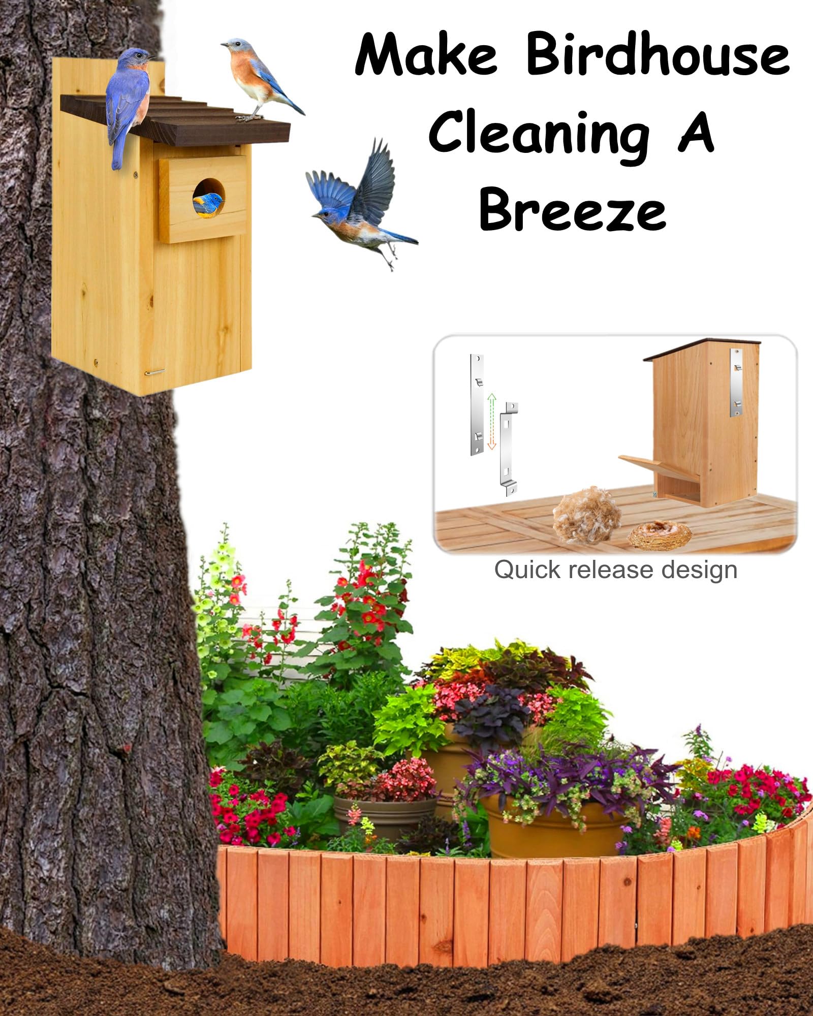 Quick Release Birdhouse Hanger Bracket - 1 Set Metal Outdoor Wall Mount for Owl Box, Squirrel House & Bird Feeders - Durable Tree Hook Hanger for Garden, Patio & Backyard Decor