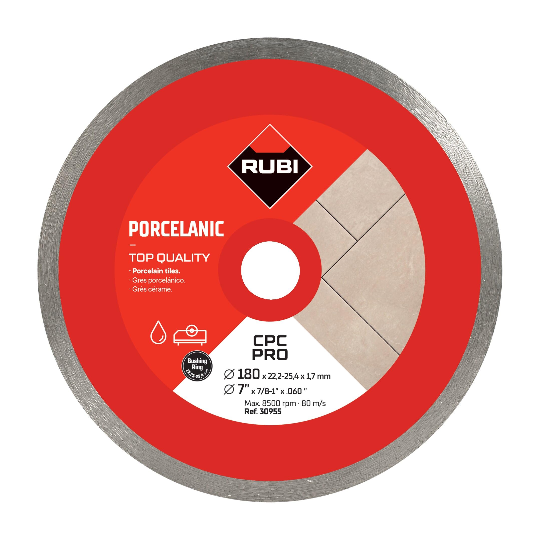 RUBI 30955 CPC - Pro 180mm Diamond Blade for Concrete, Brick & Stone Cutting | Grey 180mm Diamond Saw Blade | Perfect for Construction, Masonry & DIY Projects