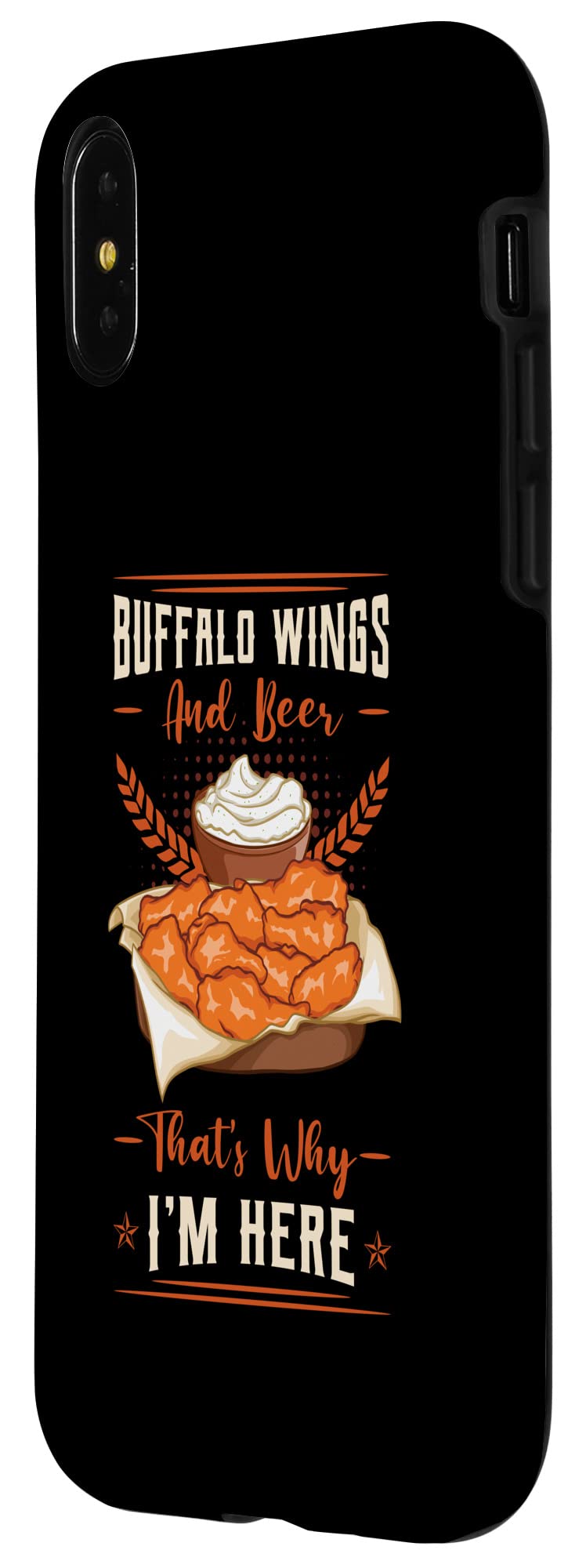 iPhone X/XS Phone Case with Buffalo Wings Fried Chicken Hot Wing Sauce Design - Perfect for Food Lovers & Sports Fans at Parties, Games & Outdoor Events
