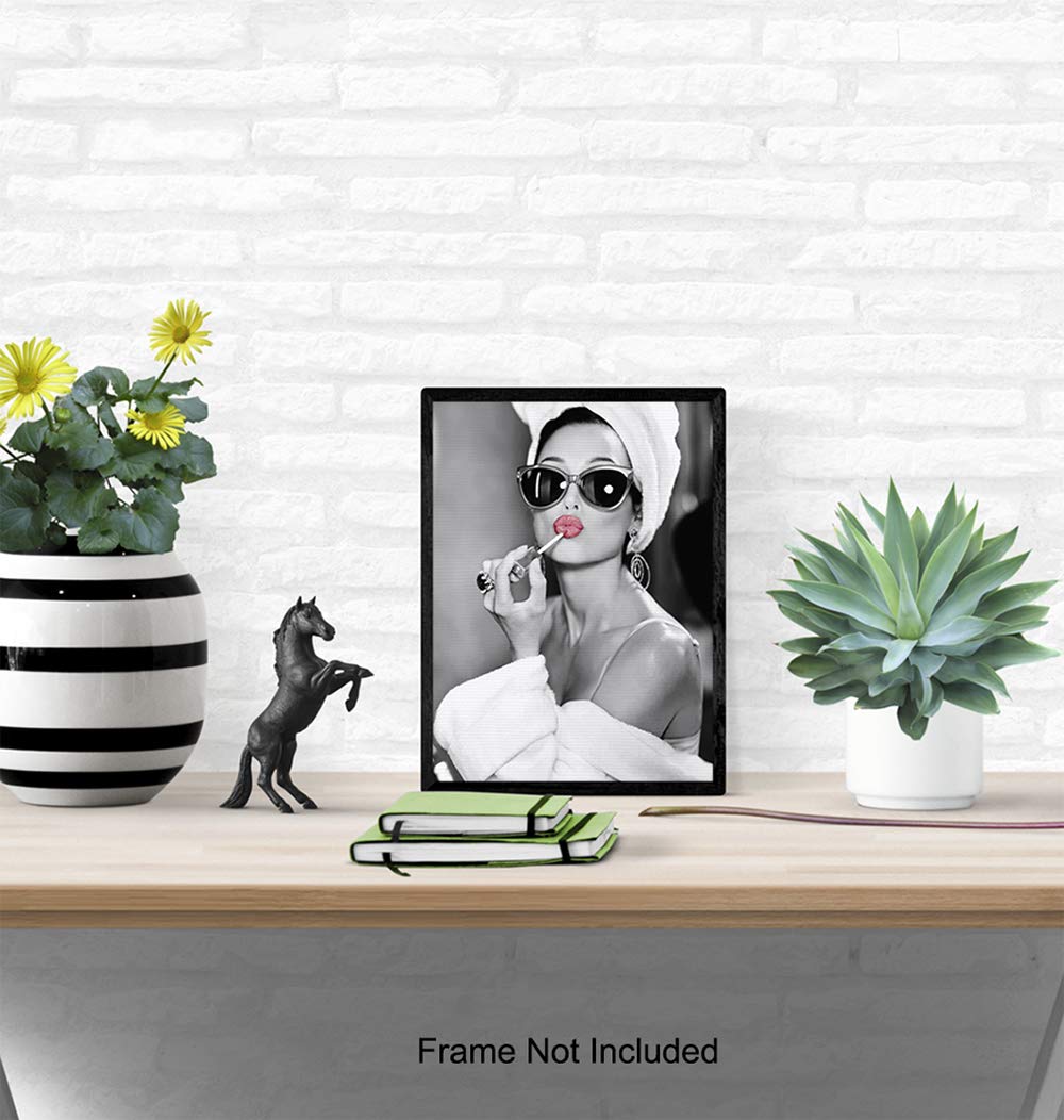 Audrey Hepburn Wall Art - Glam Bathroom Decor for Women & Teens - Home & Powder Room Decor