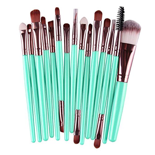 Shiusina 15-Piece Makeup Brush Set - Professional Toiletry & Makeup Brush Kit with Mini Mouse Hair Brush (Coffee, One Size) - Perfect for Travel, Home & Salon Use