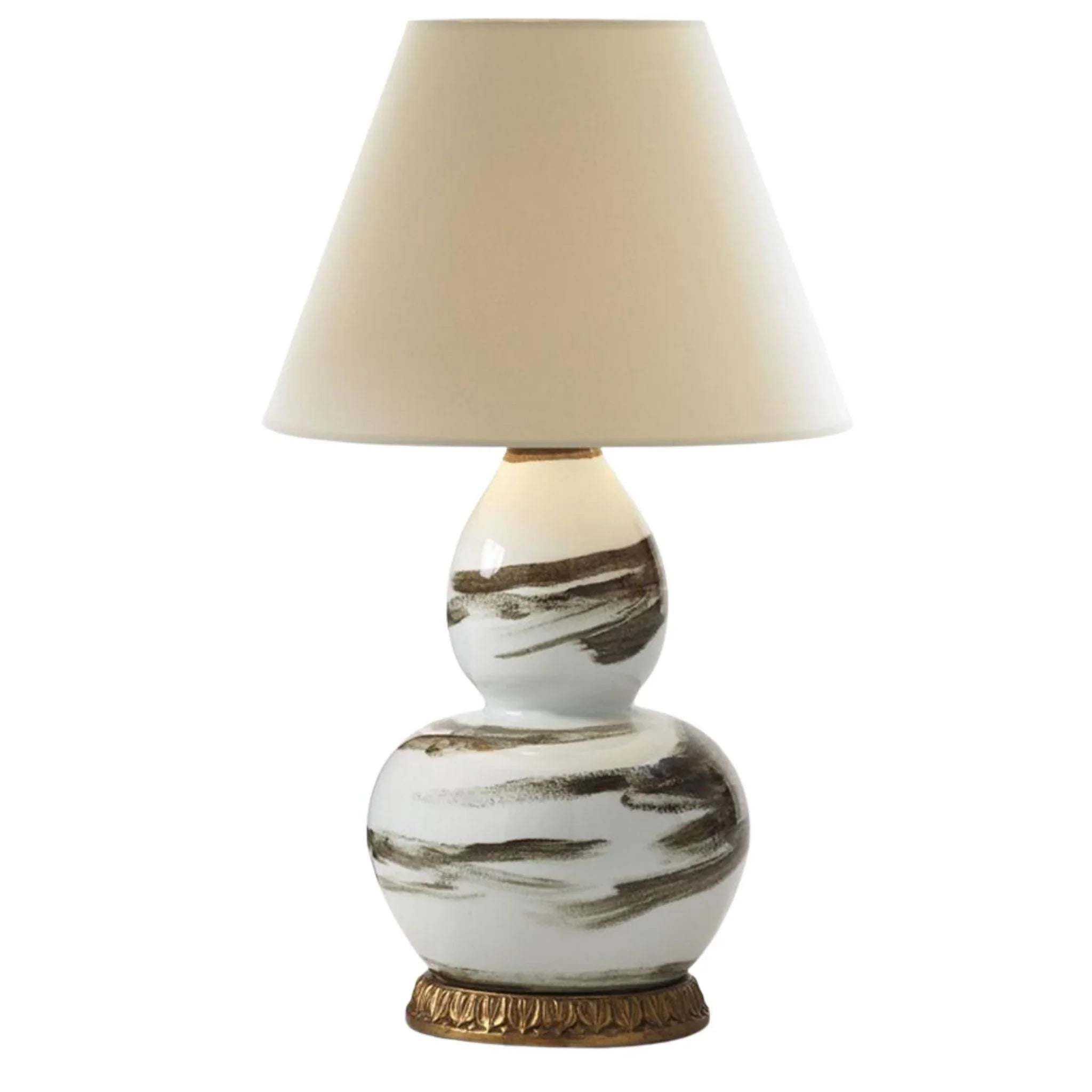 Brown Brush Stroke Lamp - Modern Hand-Painted Table Lamp for Living Room, Bedroom & Office Decor