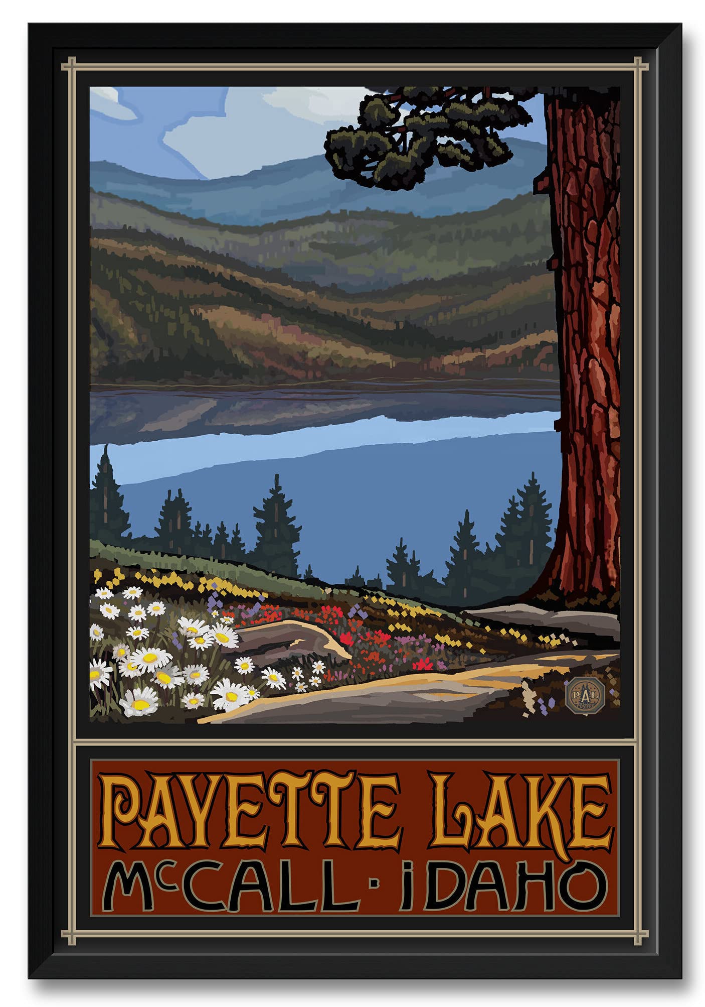 Professionally Framed Art Print - Payette Lake McCall Idaho Lake Trails Landscape by Artist Paul A. Lanquist - 32