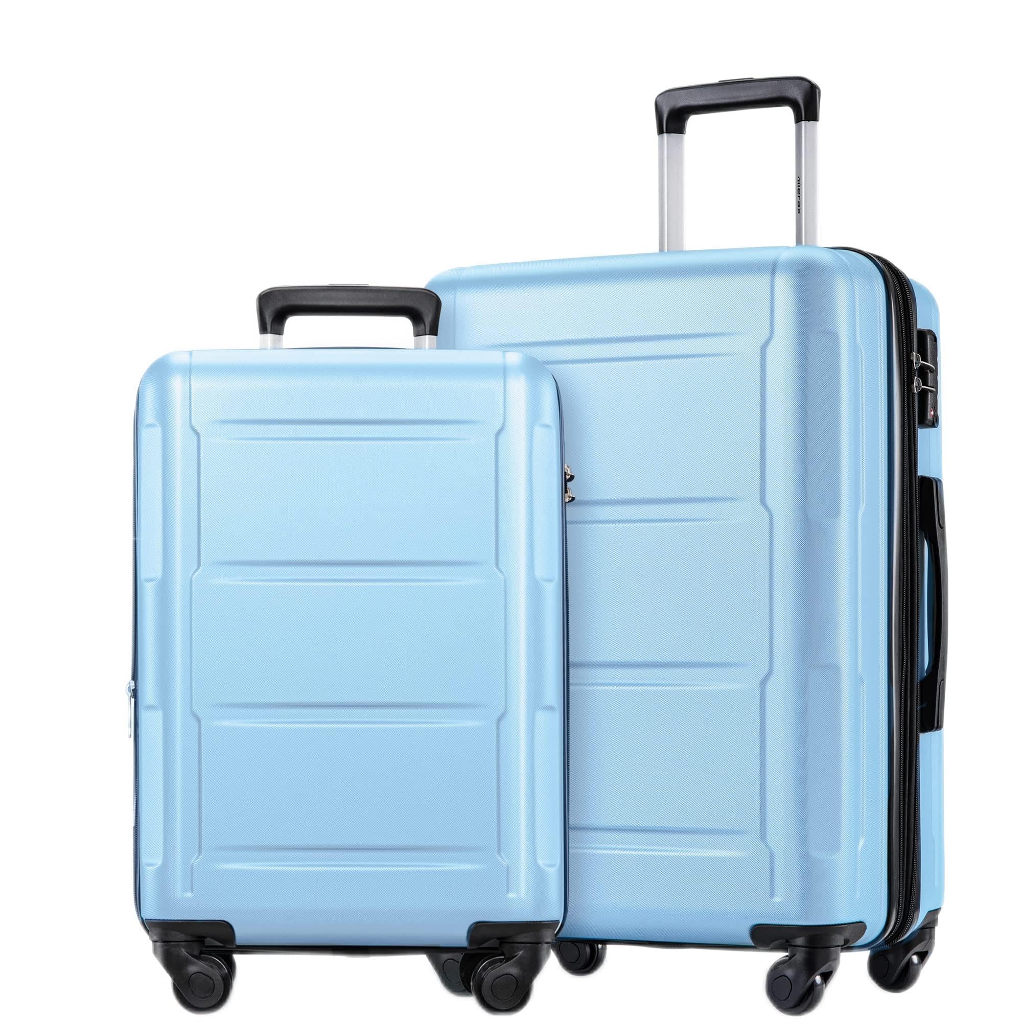 Merax 2-Piece Hard Shell Spinner Luggage Set - Expandable Carry-On Suitcase with 360° Wheels (Baby Blue, 20