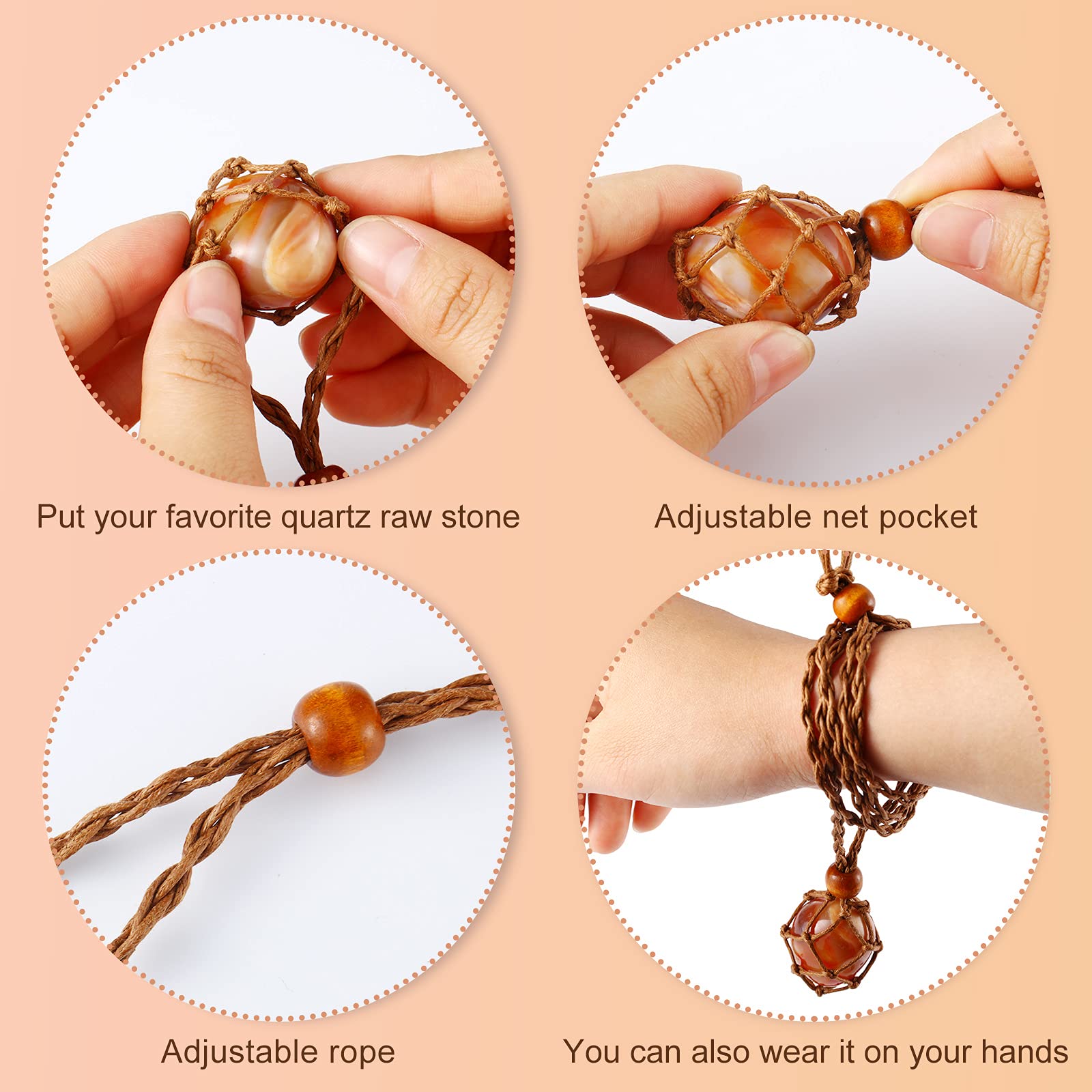 Shappy 3-Piece Adjustable Pendant Necklace Cord Set - Empty Stone Holder for Crystals, DIY Jewelry Making, Bracelet Accessories | Perfect for Crystal Healing, Boho Fashion & Handmade Jewelry Crafting