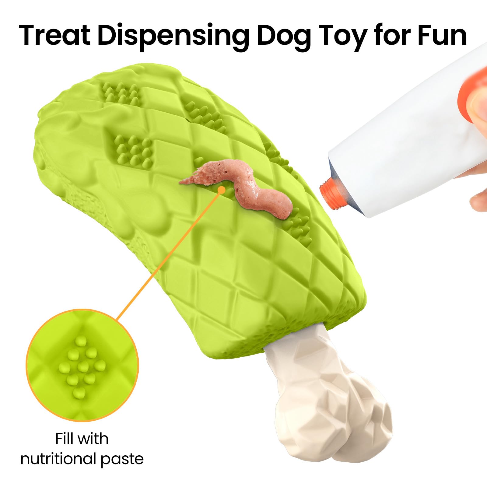 RUXAN Indestructible Dog Chew Toys for Aggressive Chewers - Durable Natural Rubber Interactive Treat Toy with Milk Flavor for Medium & Large Dogs - Perfect for Chewing, Chasing, Fetching & Playtime Training
