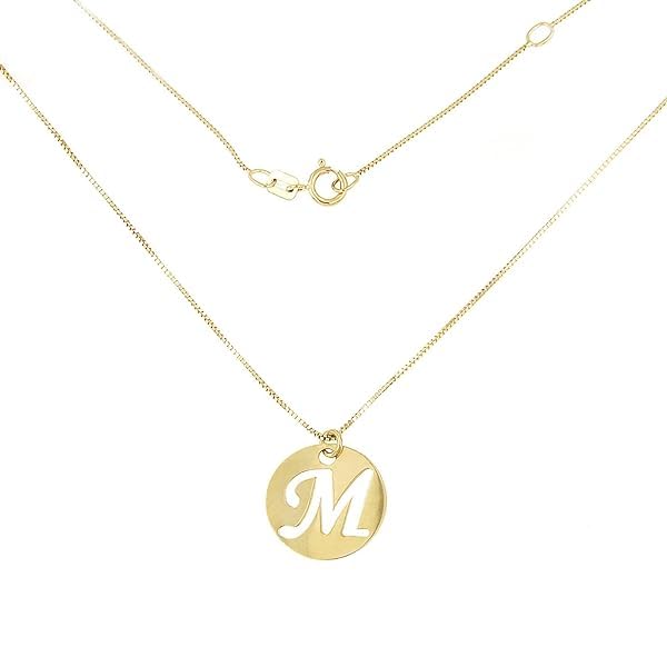 14K Gold Small Initial 'M' Pendant Necklace for Women - 16+2 Inch Gold Chain, Italian Fine Jewelry from Italy | Elegant Gift for Birthday, Anniversary & Everyday Wear
