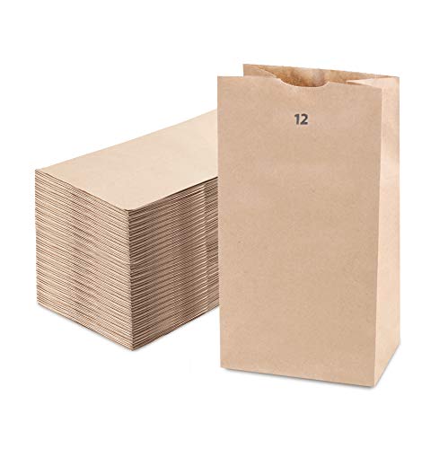 500 Pack 12 LB Kraft Paper Bags 13x7x4.5 Inches - Durable Natural Brown Grocery Shopping Bags for Retail, Lunch & Bulk Storage | Perfect for Farmers Markets, Takeout Food & Eco-Friendly Packaging