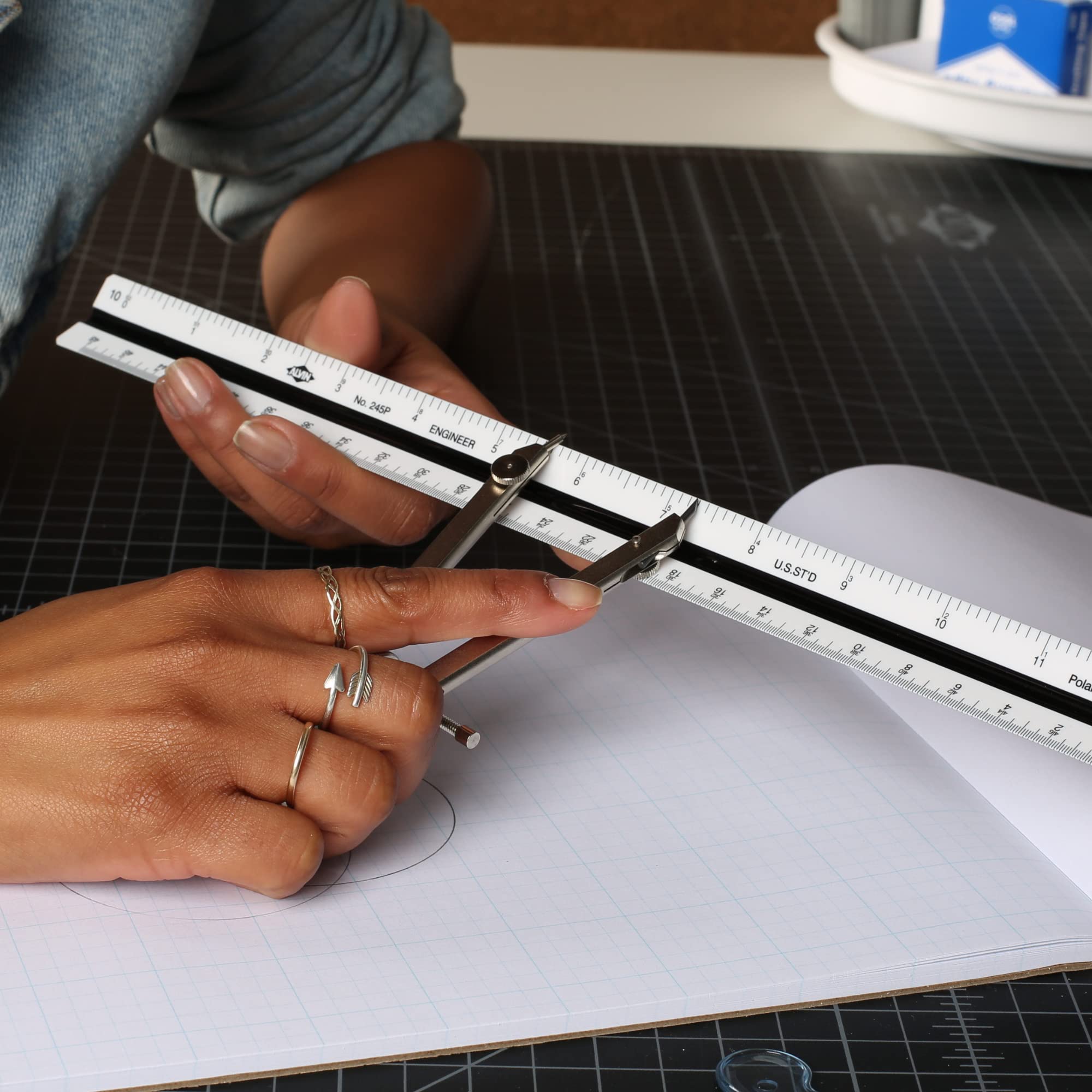 ALVIN 504 Basic Bow Pencil Compass with Divider - 6 Inch Precision Drafting Tool for Geometry, Engineering & Architectural Drawings | Perfect for Students, Professionals & Technical Sketching