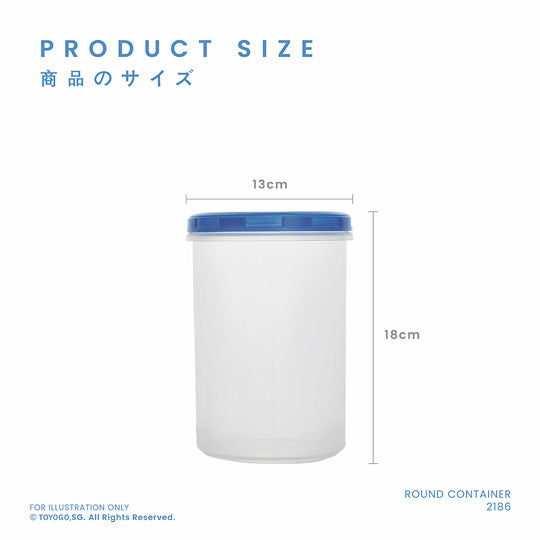 Round Plastic Food Storage Container with Airtight Lid - 2186 - Ideal for Meal Prep, Leftovers & Pantry Organization