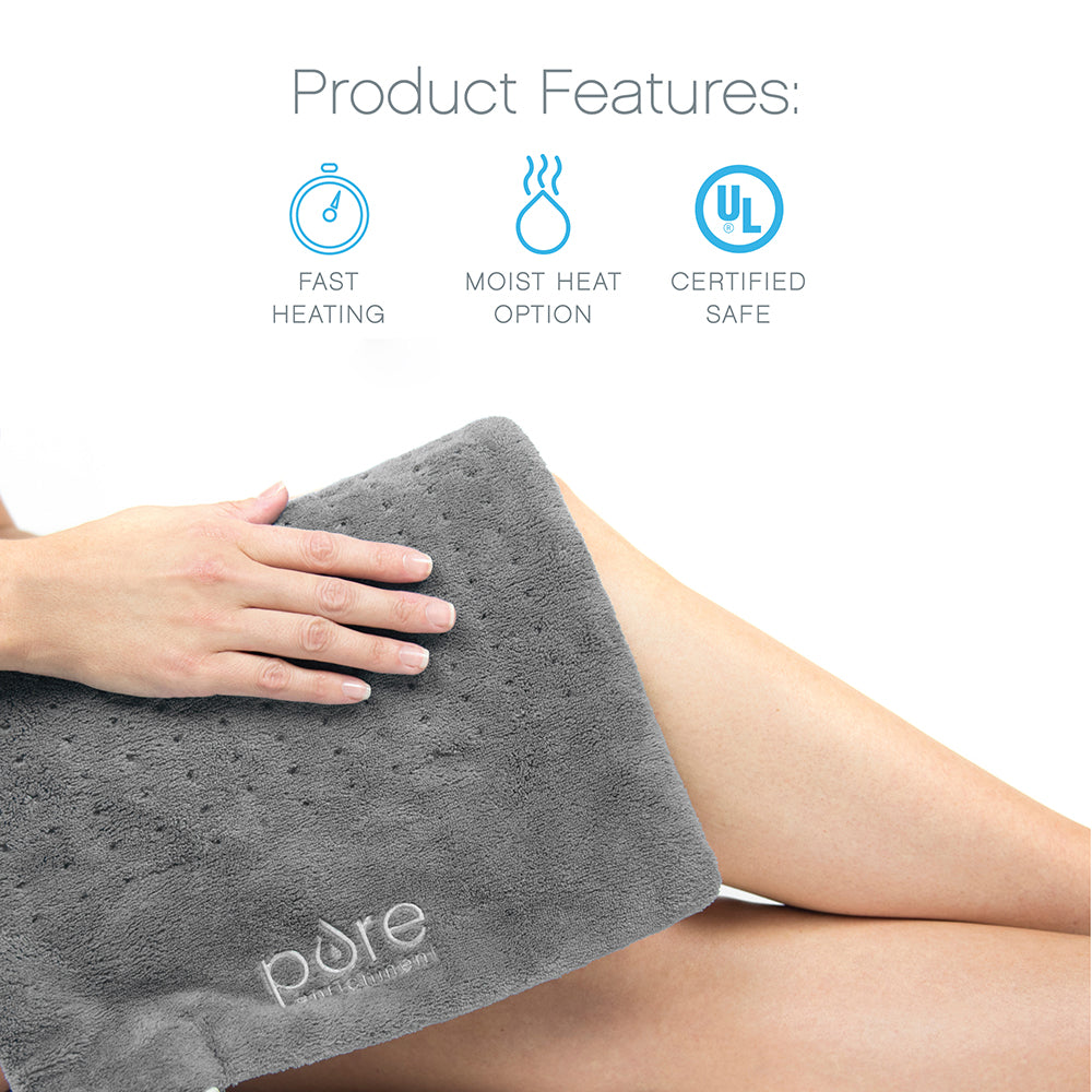 PureRelief Deluxe Heating Pad for Back Pain Relief - Electric Heating Pad with Auto Shut-Off, 6 Heat Settings - Perfect for Muscle Pain, Cramps & Arthritis at Home or Office