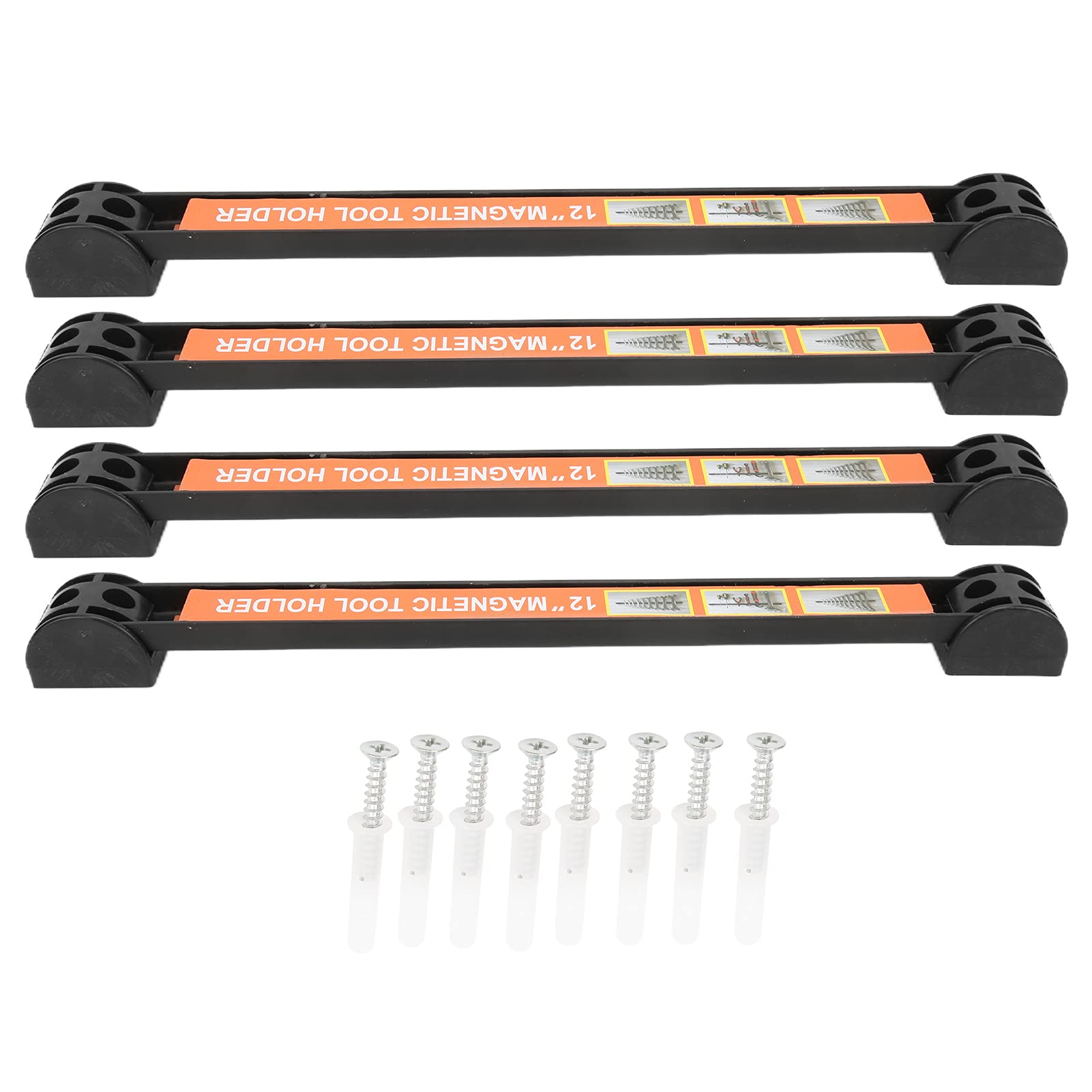 **4-Piece Magnetic Tool Holder Set - Heavy Duty Metal Magnet Storage Rack for Garage & Workshop Organization - Strong, Durable & Stable Tool Organizer Bars for Wrenches, Screwdrivers & DIY Tools**    *(Perfect for garages, workshops, toolboxes, and DIY projects—keeps tools secure and easily accessible!)*
