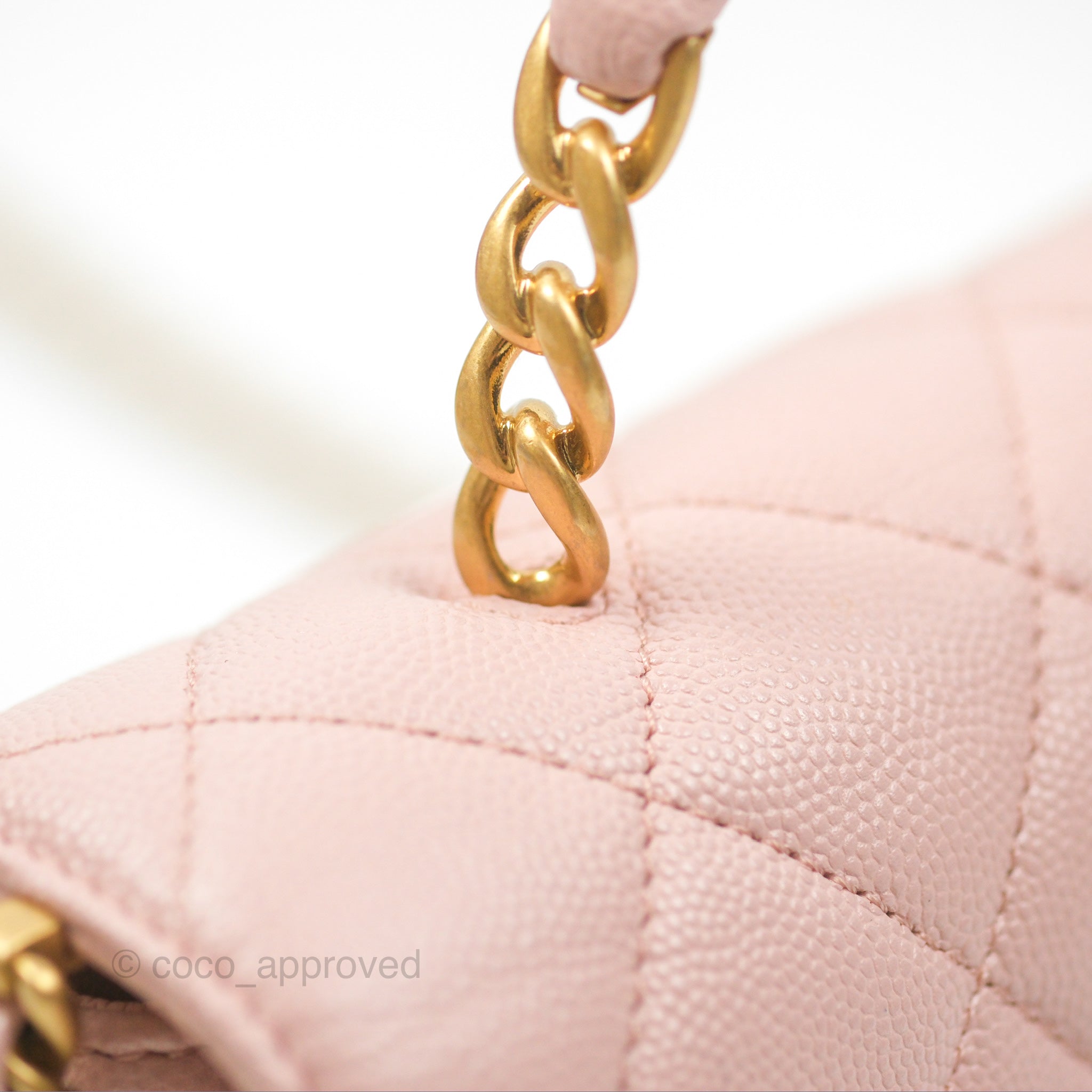 Chanel Carry Me Top Handle Flap Bag Pink Caviar Leather with Aged Gold Hardware - Perfect for Date Night & Special Occasions