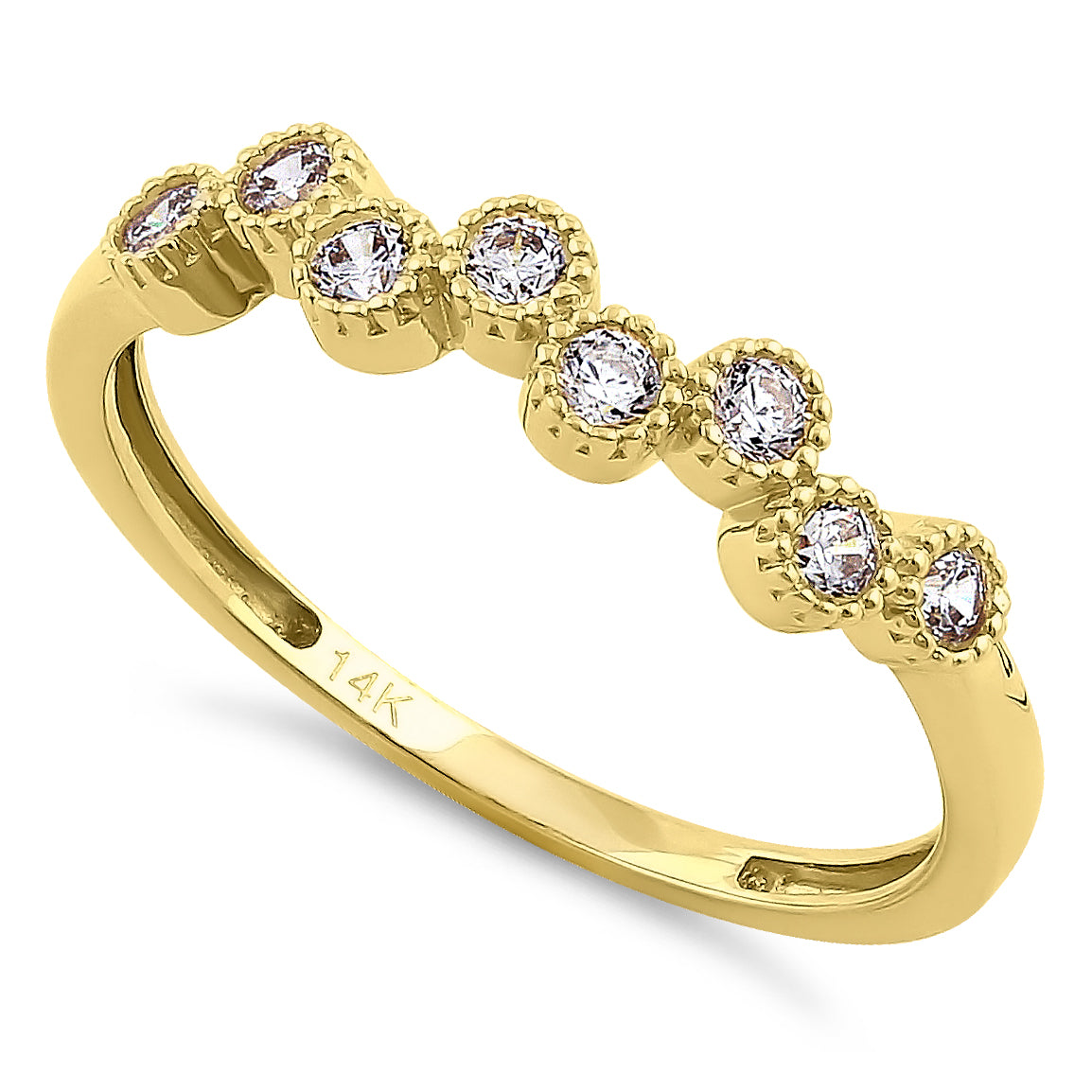 14K Yellow Gold Round Cut Cubic Zirconia Ring for Women - Elegant CZ Engagement & Wedding Band - Perfect for Anniversaries, Promises, and Special Occasions