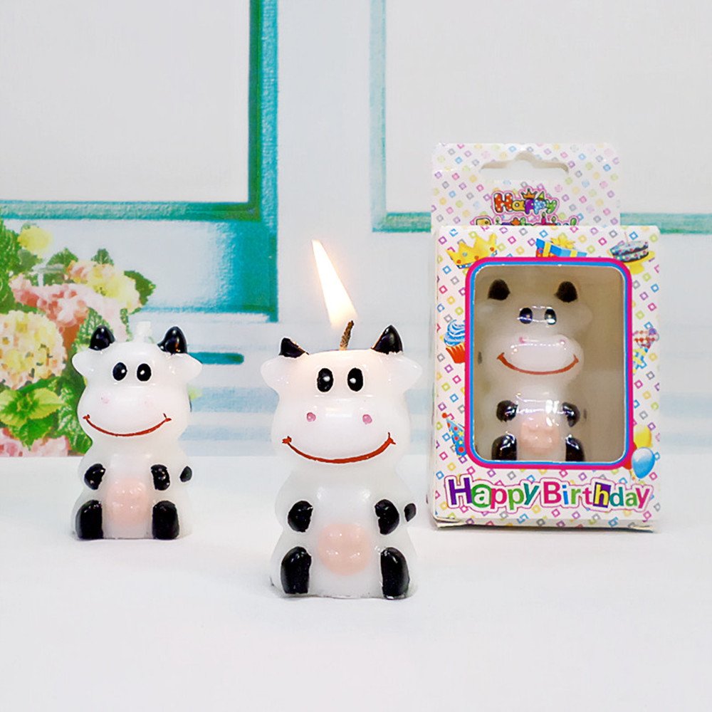 Cute Cartoon Cow Birthday Candles - Fun Cake Decorations for Birthday Party, Baby Shower & Kids Celebration - 12 Pack Animal Themed Party Supplies