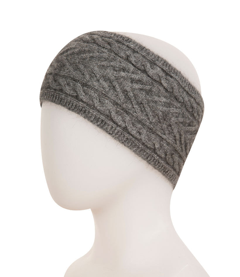 Silver Grey Cable Knit Headband for Women - Soft Winter Ear Warmer Headband - Stylish Knitted Head Wrap for Cold Weather - Perfect for Running, Hiking & Outdoor Activities