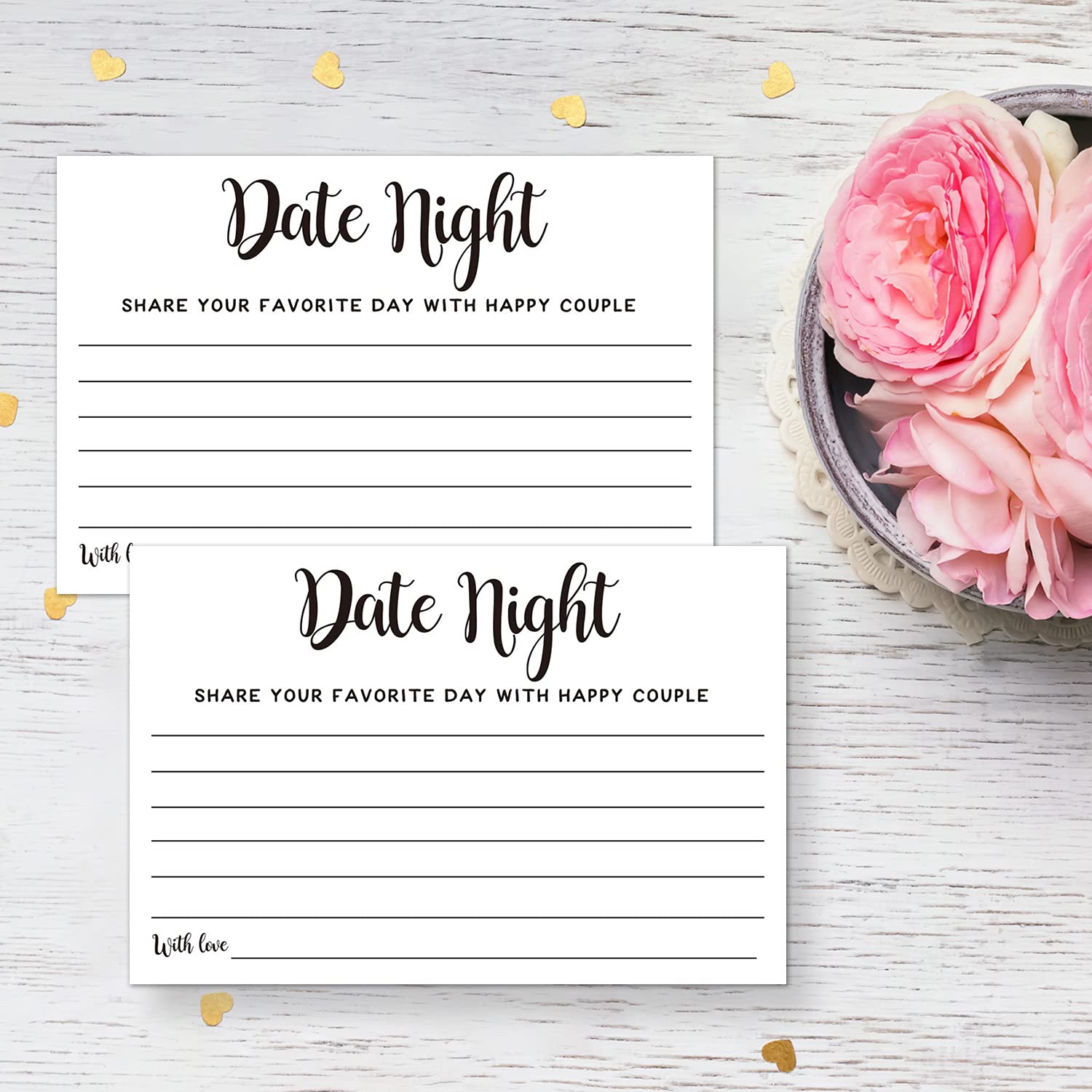 50 Romantic Date Night Ideas Cards - Wedding Advice Cards for Bridal Shower, Married Couples & Newlyweds - 4x6 Inch - Perfect for Anniversary Gifts & Couples Game Night