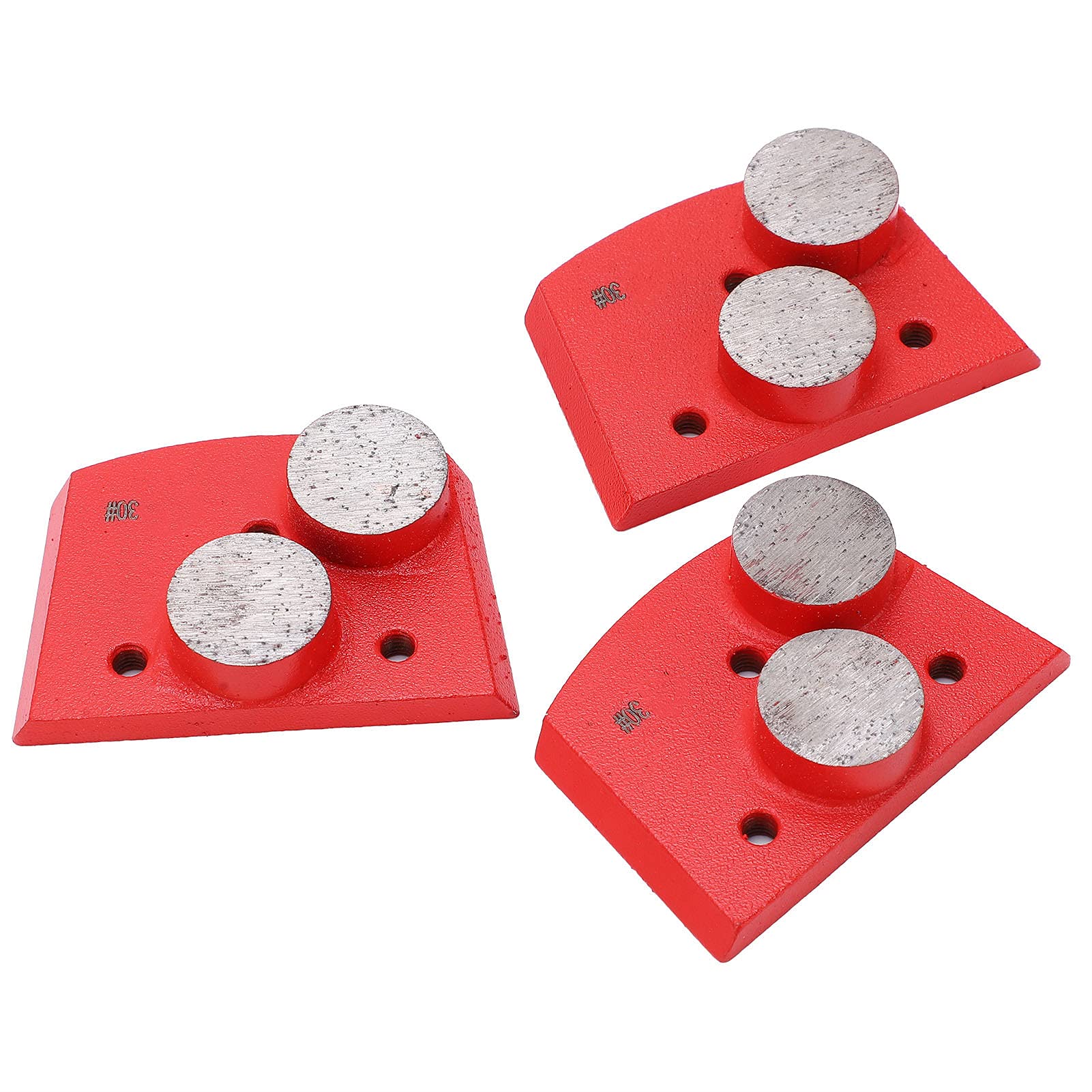 3PCS Red Trapezoid Floor Grinding Pads with 2 Cylindrical Teeth - Diamond Grinding Discs for Granite, Marble, Concrete - Compatible with Floor Grinders & Polishers - Perfect for Stone Restoration, Surface Preparation & Polishing Projects
