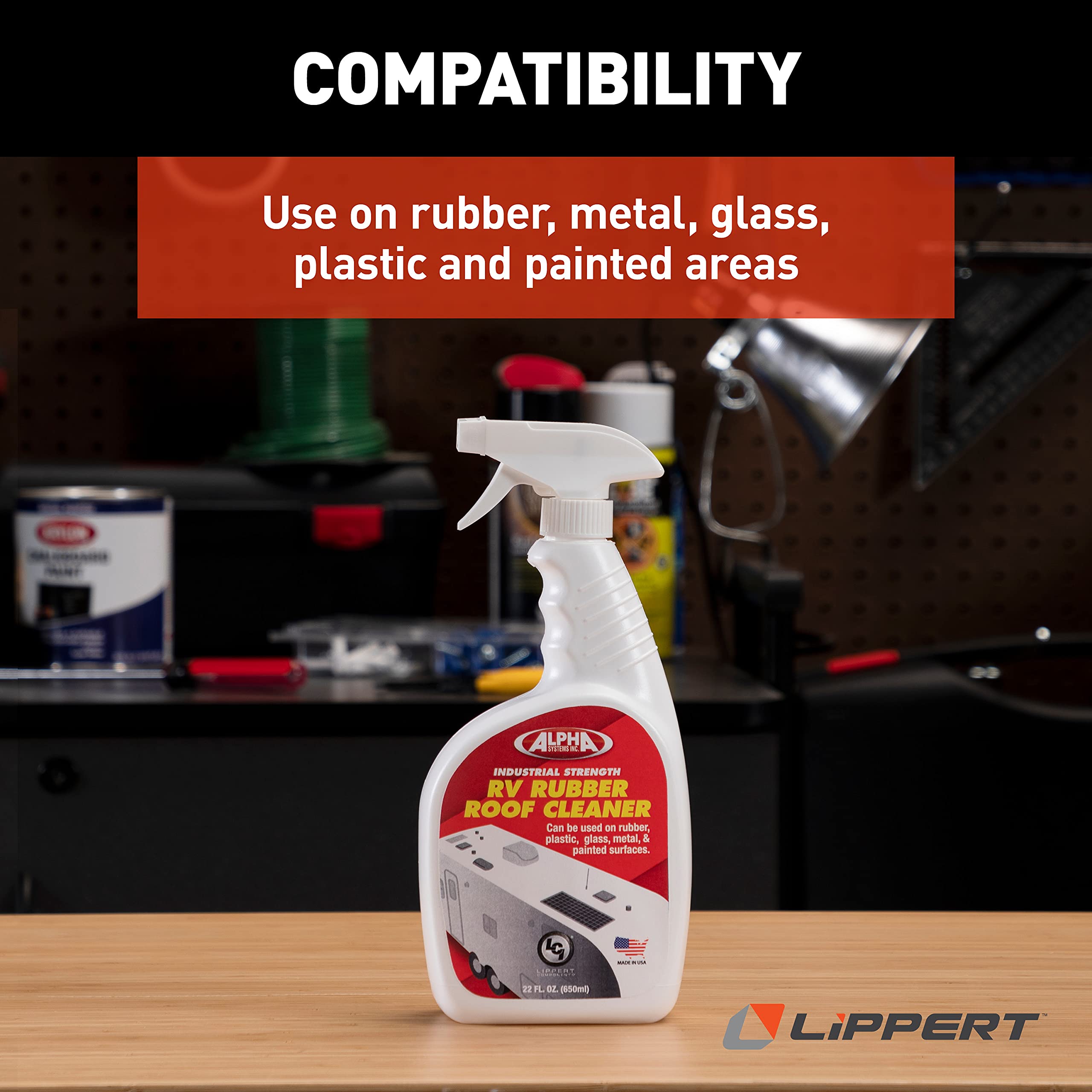 Lippert Rubber Roof Cleaner for 5th Wheel RVs, Travel Trailers & Motorhomes – Protect & Restore RV Roofs – Ideal for Camping, Road Trips & Outdoor Adventures