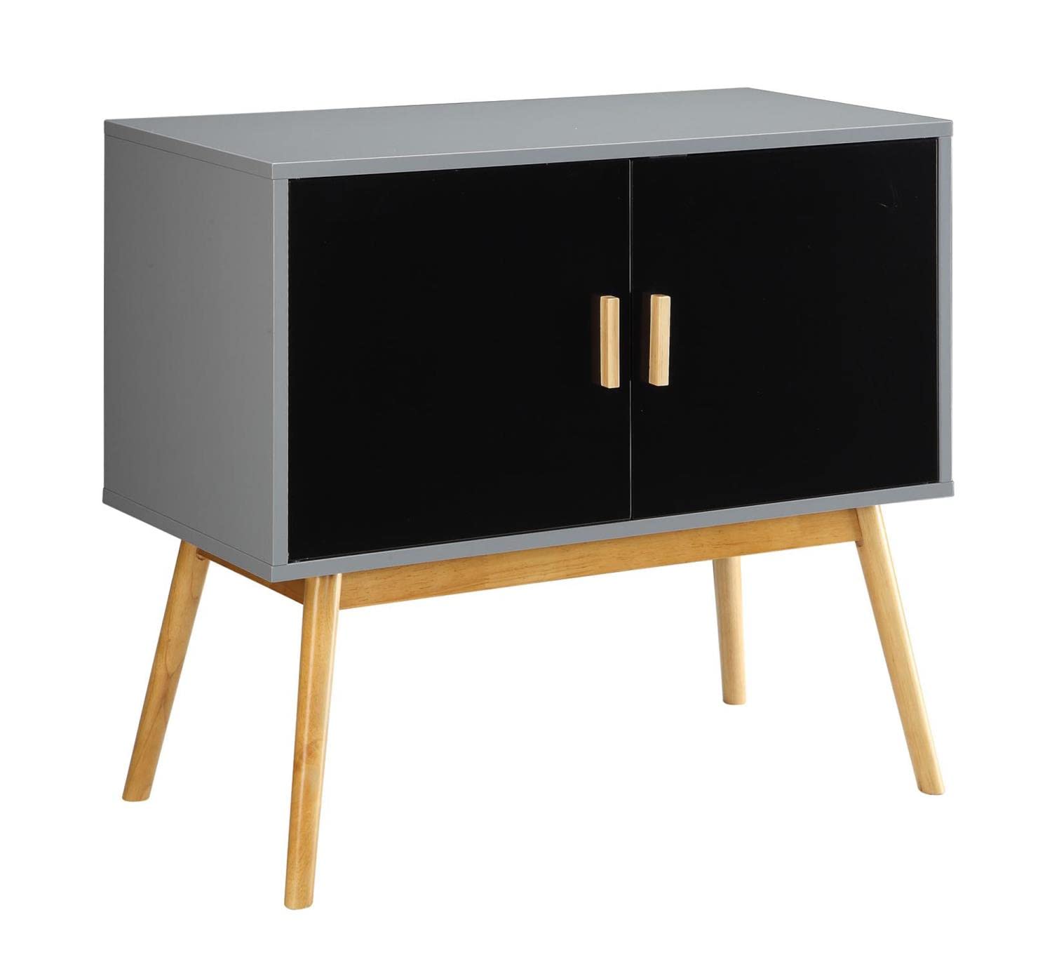 Convenience Concepts Oslo Storage Console - Modern Gray & Black Entryway Table with Shelves for Living Room, Bedroom, or Hallway Organization
