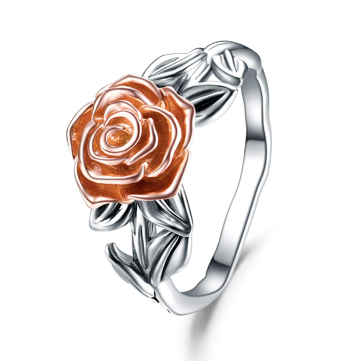 POPKIMI 925 Sterling Silver Rose Flower Ring for Women - Elegant Promise Ring, Gift for Girlfriend, Wife, Best Friend - Perfect for Birthday, Anniversary, Valentine's Day & Special Occasions
