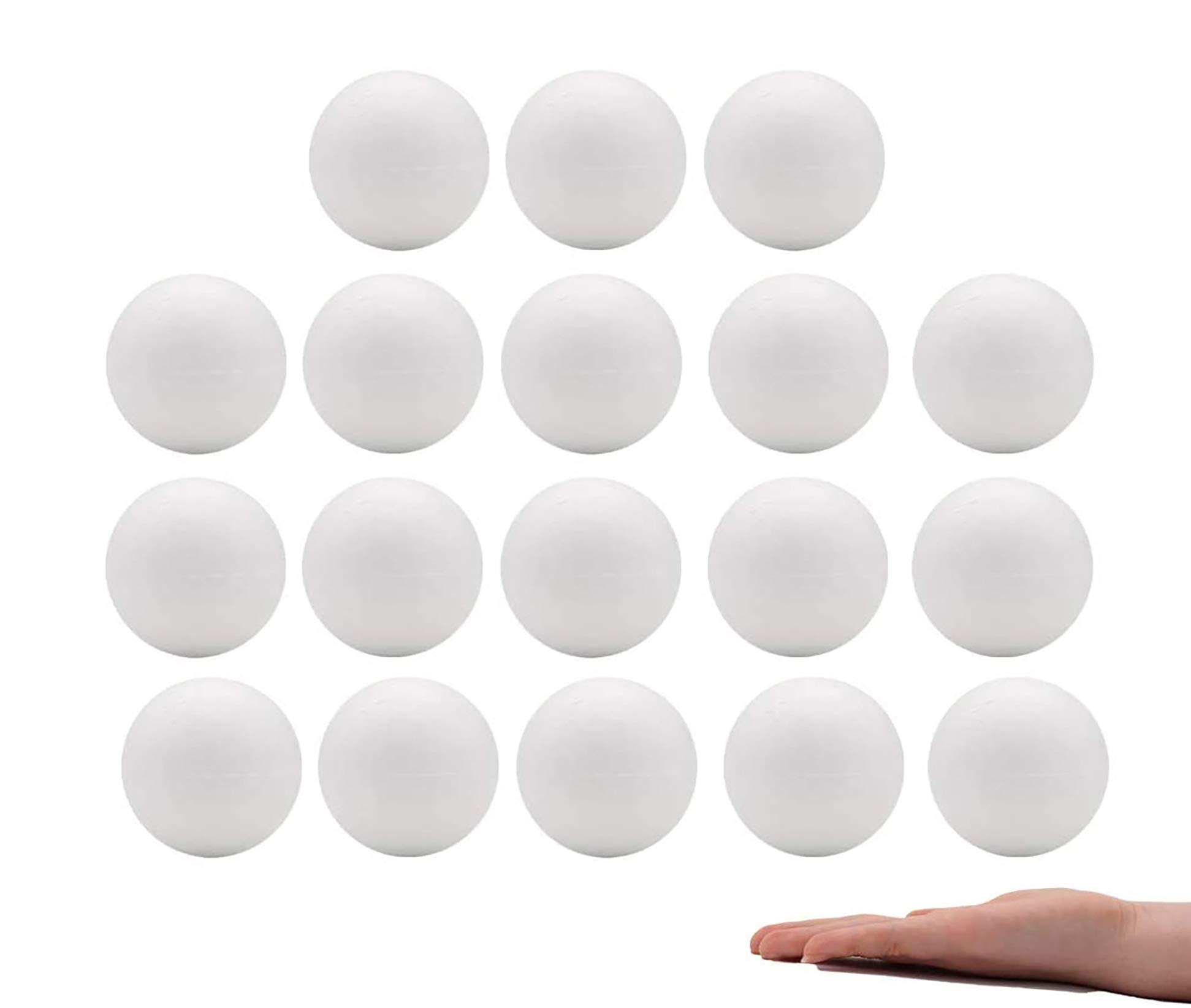 Crafare 18-Pack 2.35 Inch White Smooth Polystyrene Foam Balls for DIY Crafts, Holiday Decorations, School Projects, Party Supplies - Perfect for Christmas Ornaments, Easter Decor, Floral Arrangements & Home Art Projects