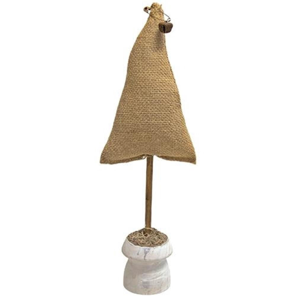 17 Inch Burlap Christmas Tree with Stand - Rustic Holiday Decor for Home, Office, and Party Decoration