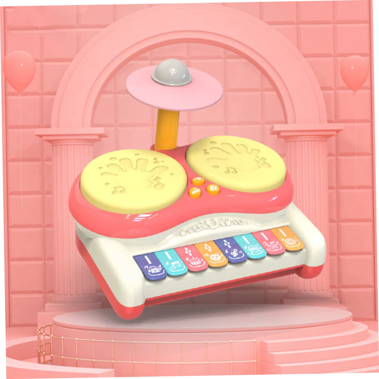 TOYANDONA Kids Drum Toy - Pink Plastic Musical Instrument for Toddlers & Children - Fun Educational Toy for Early Learning & Playtime - Perfect for Birthday Gifts, Classroom Activities & Pretend Play