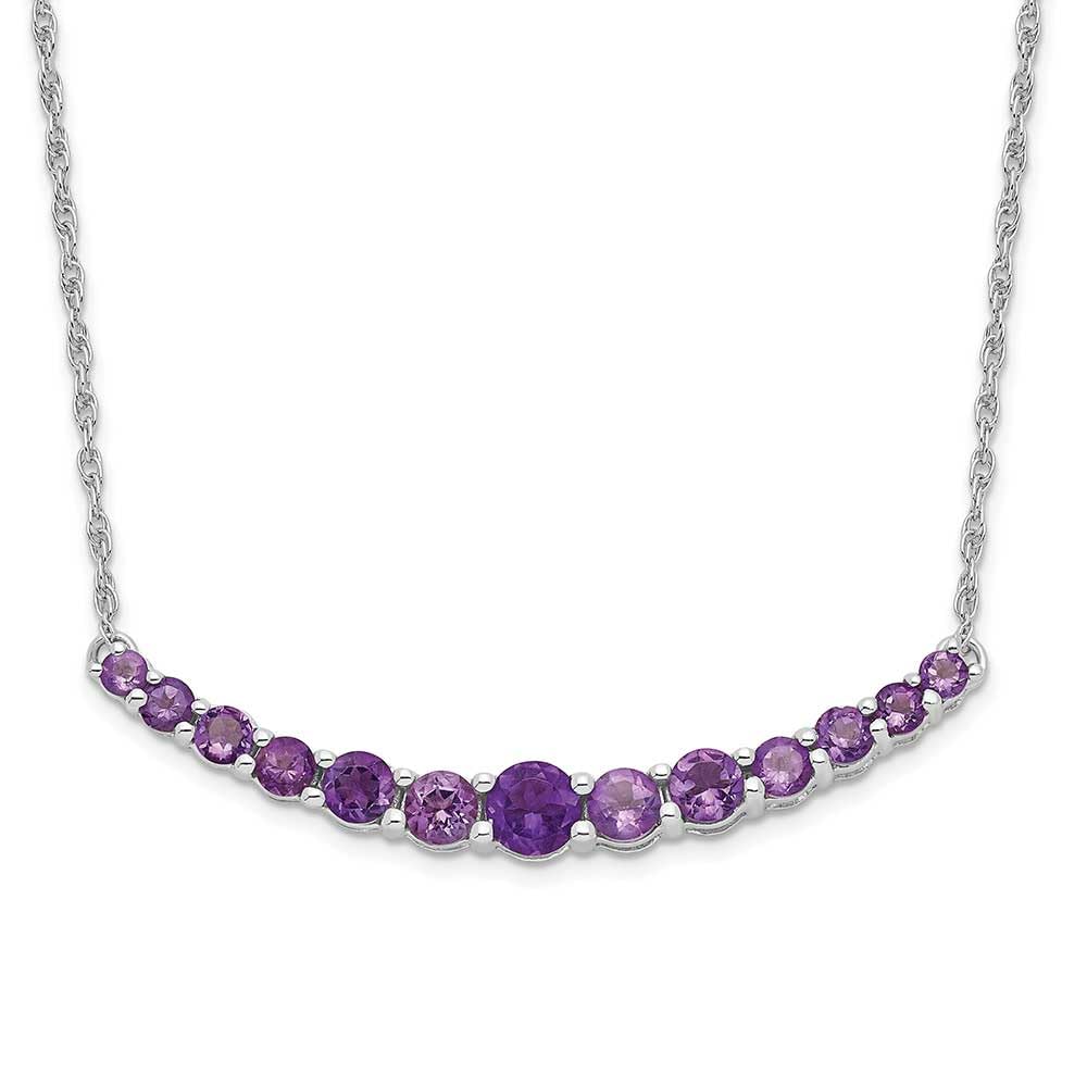 Sterling Silver Rhodium-Plated Amethyst Pendant Necklace for Women - Elegant Jewelry Gift for Birthday, Anniversary & Special Occasions