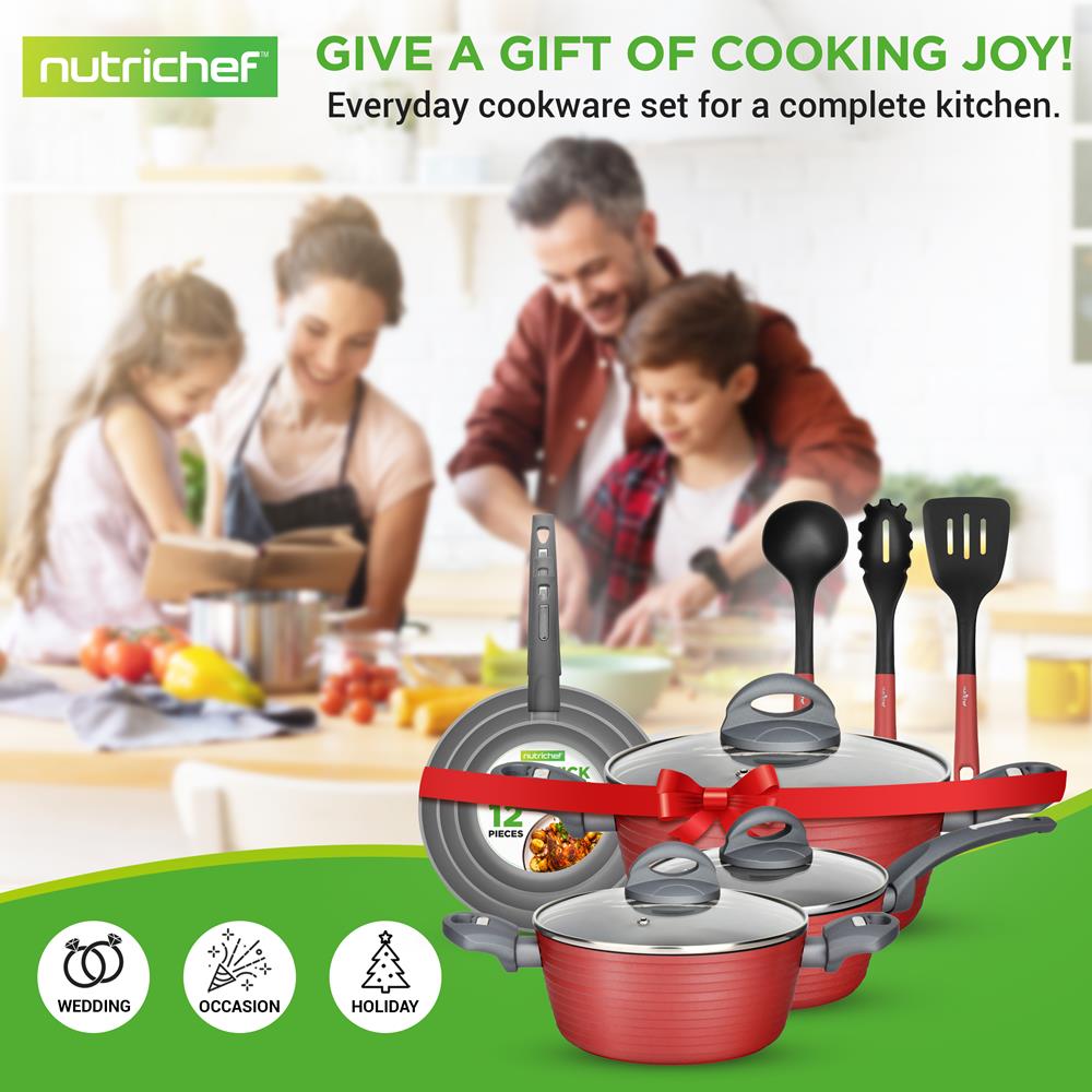 Premium 10-Piece Non-Stick Cookware Set for Home Kitchen - Pots & Pans with Glass Lids - Induction Compatible - Perfect for Frying, Boiling, and Everyday Cooking
