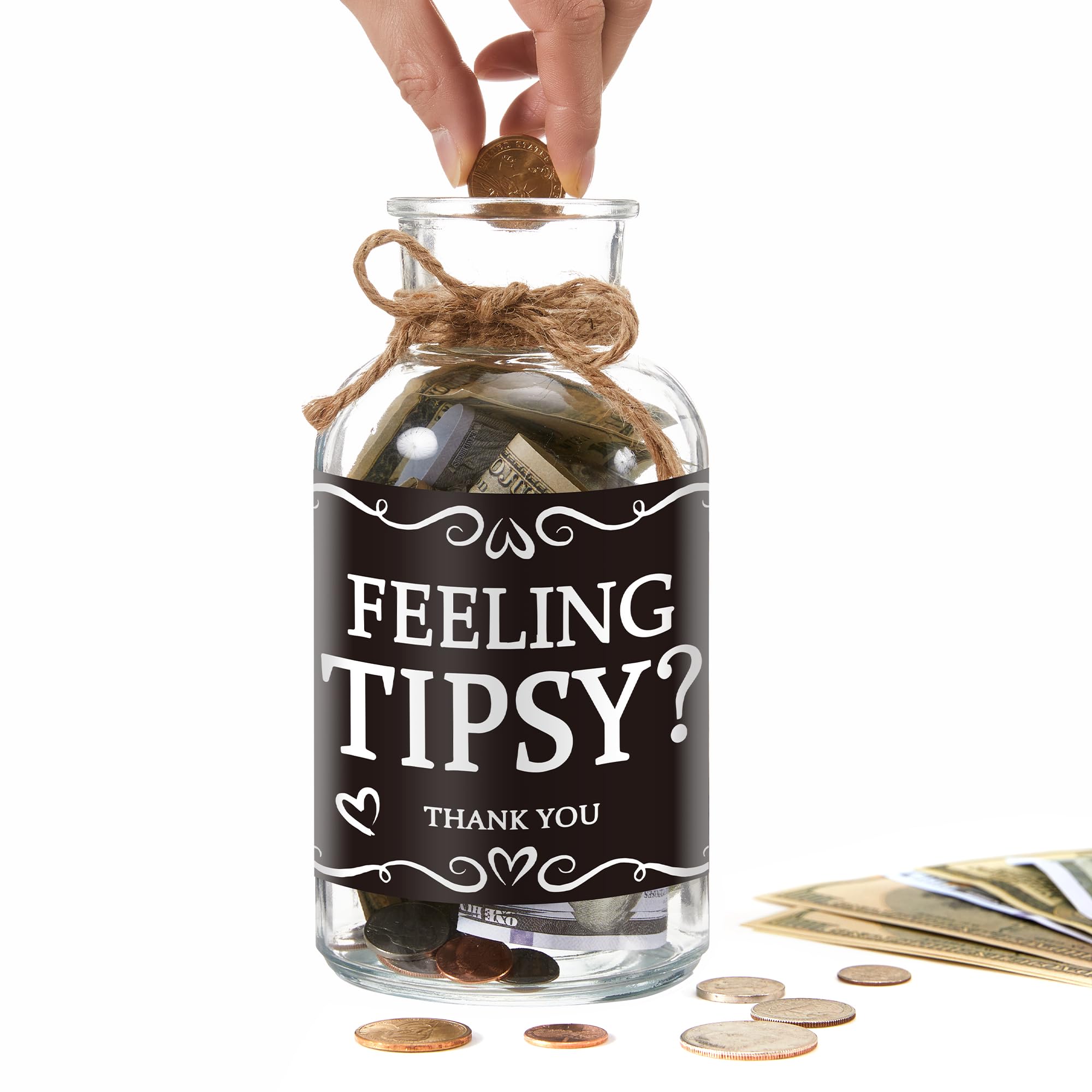 Glass Tip Jar for Money - Ideal for Bartenders, Bars, Restaurants & Musicians - Clear Tip Collection Box with Lid - Perfect for Countertop Tips, Events & Cash Gifts