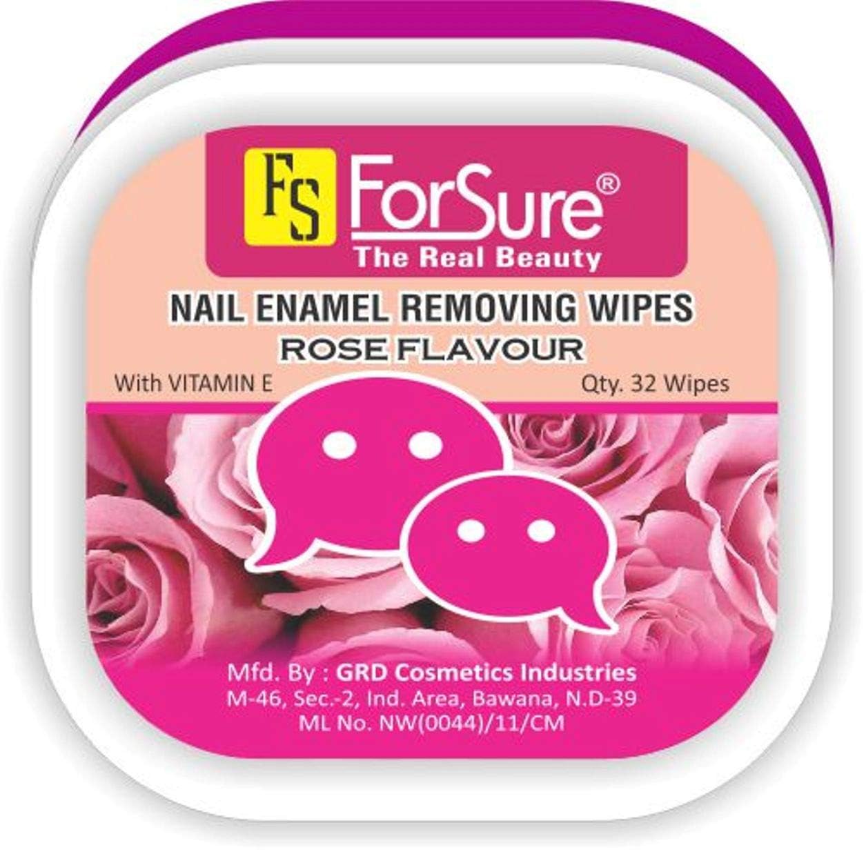 ForSure Nail Polish Remover Wipes - Skin Friendly Formula, Gentle on Nails & Cuticles, Rose Scented, 32 Count | Quick & Easy Nail Polish Removal at Home, Salon, or Travel