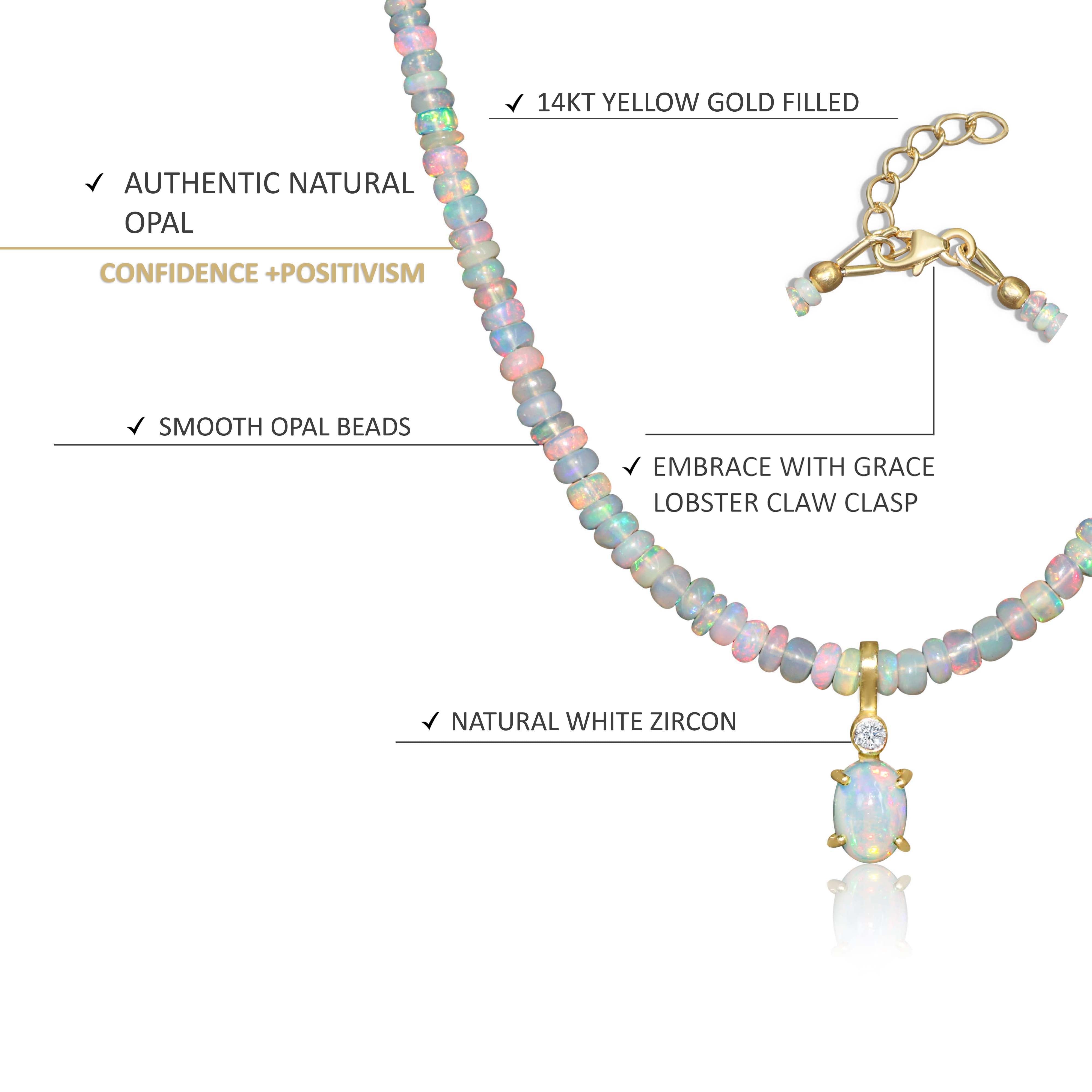 Natural Opal Beaded Necklace with Genuine Opal Pendant - Elegant Women's Jewelry Gift for Birthday, Anniversary & Special Occasions