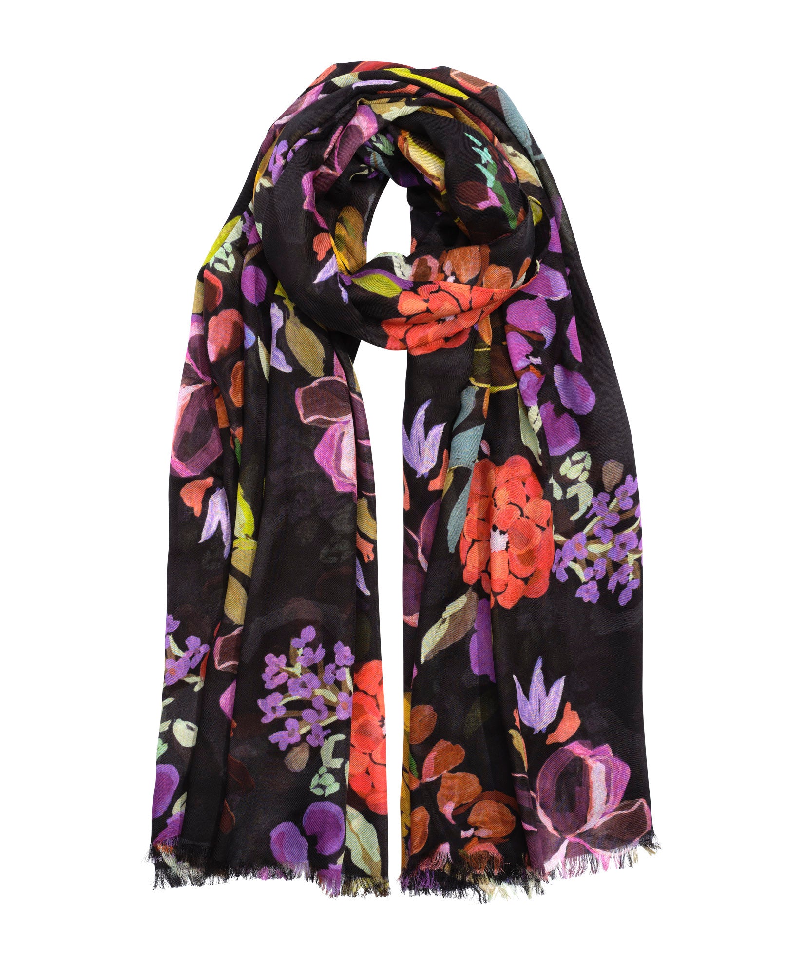 Happy Floral Wrap - Elegant Floral Print Fashion Scarf for Women, Lightweight & Soft Shawl for Spring & Summer Outfits, Perfect for Beach, Travel, and Casual Wear